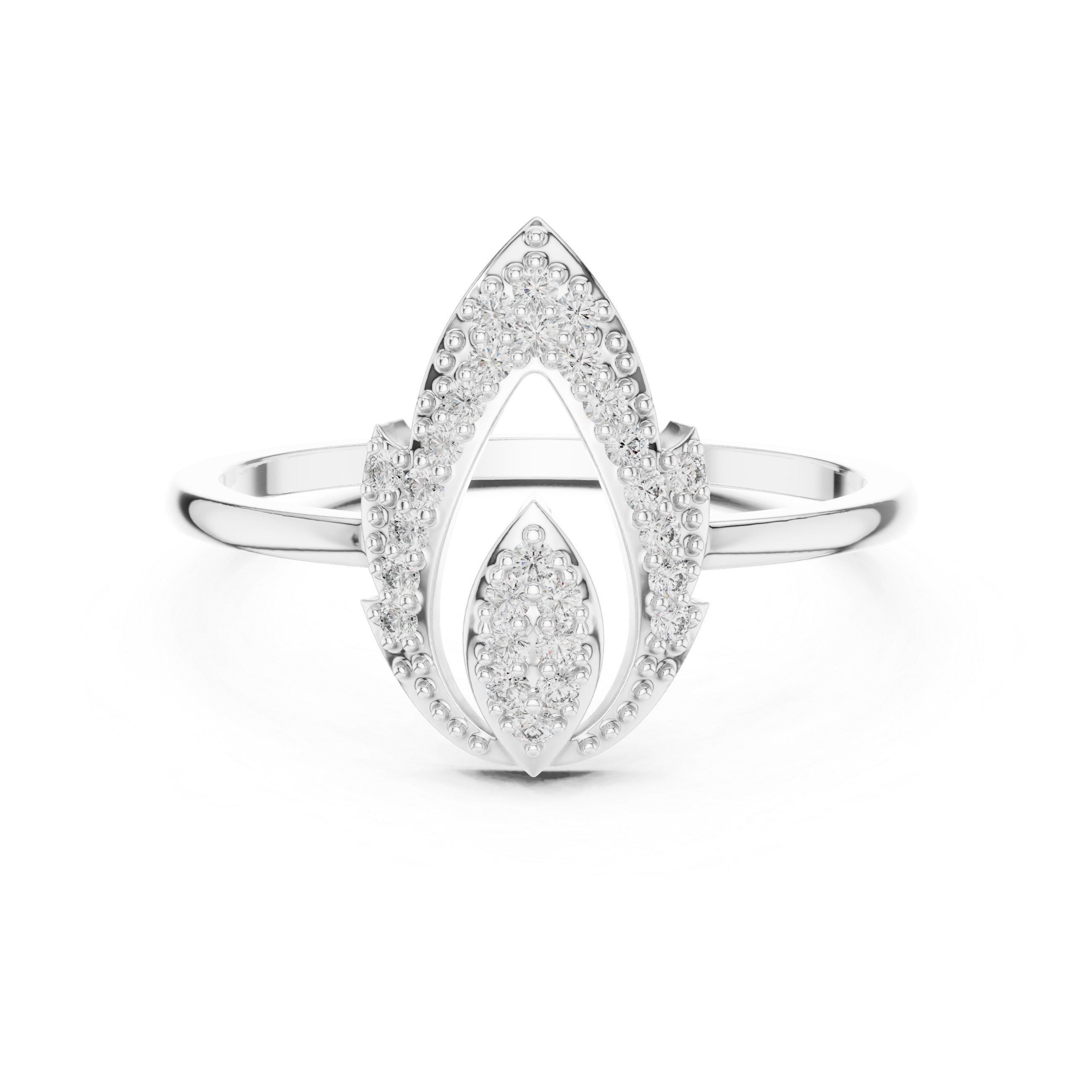 Pear-Shaped Split Halo Ring with Cluster Core