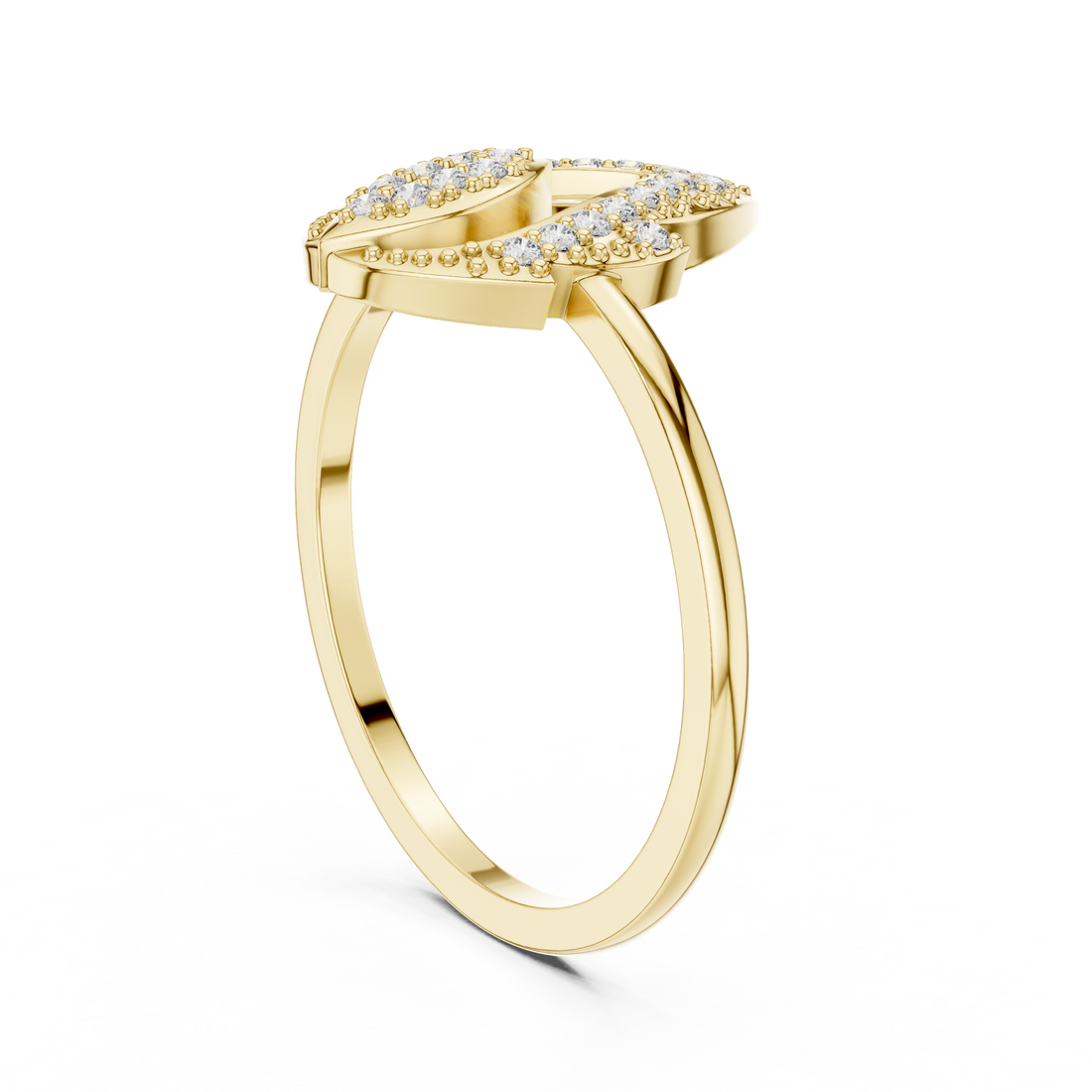 Pear-Shaped Split Halo Ring with Cluster Core