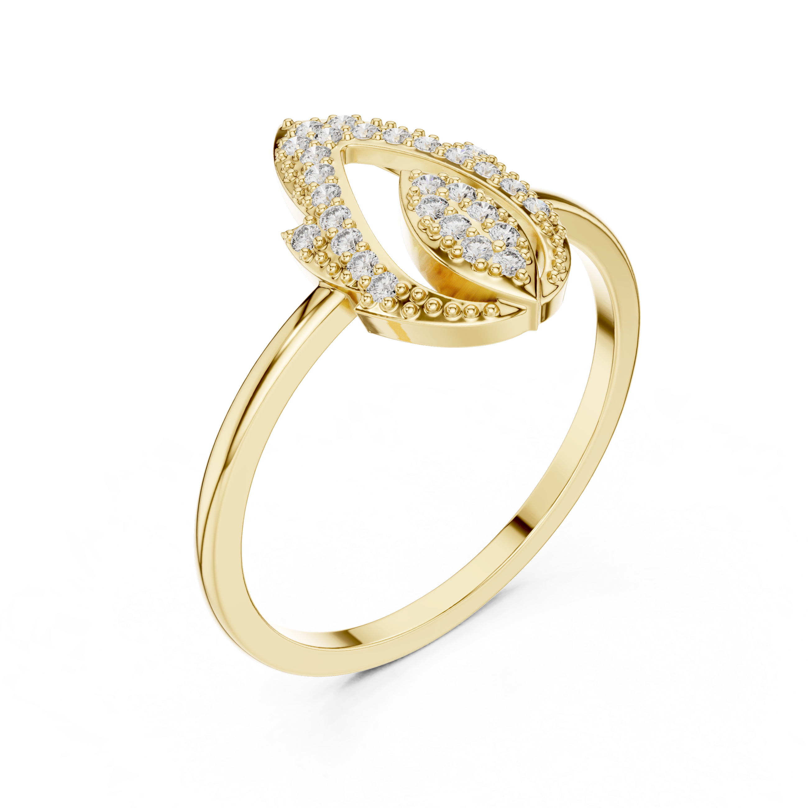 Pear-Shaped Split Halo Ring with Cluster Core