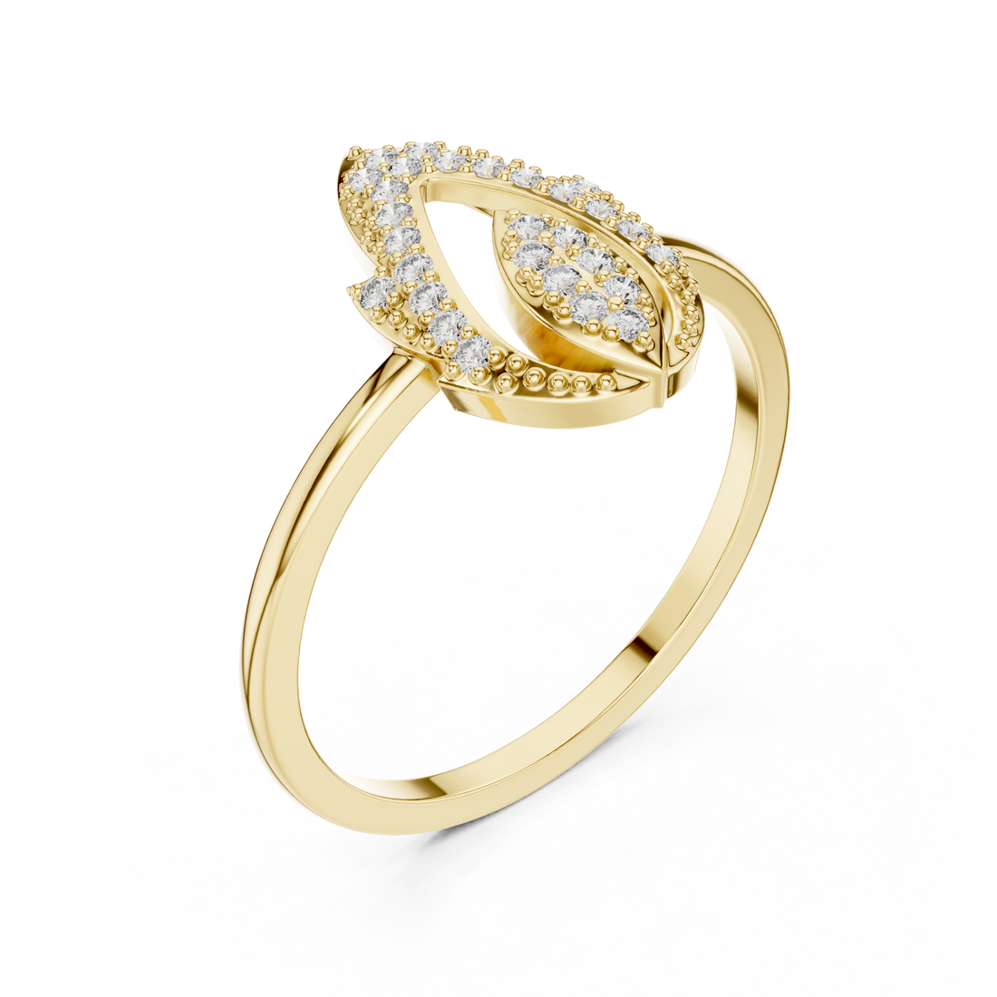 Pear-Shaped Split Halo Ring with Cluster Core