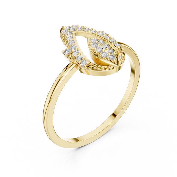 Pear-Shaped Split Halo Ring with Cluster Core