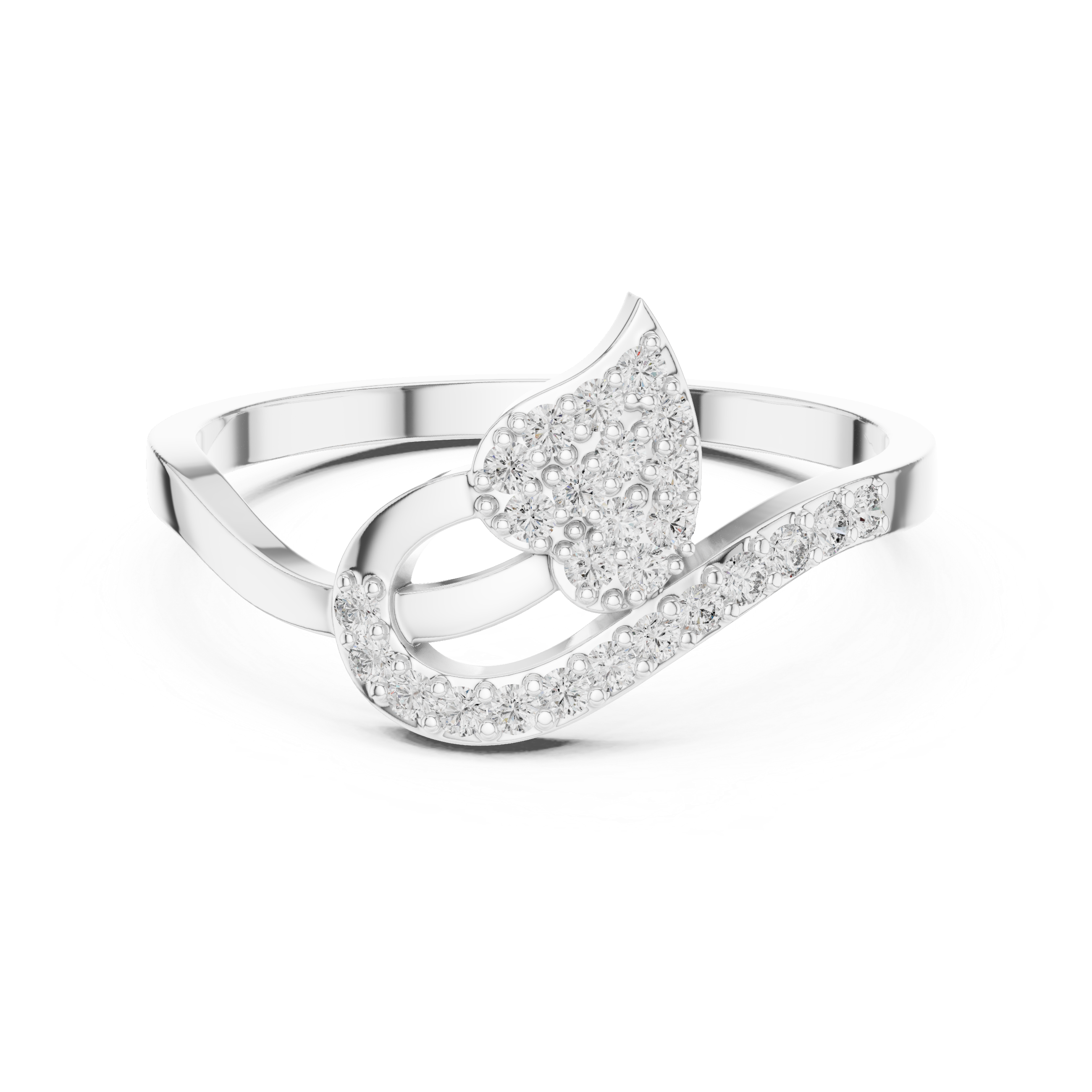 Pear-Shaped Split Halo Ring with Cluster Core