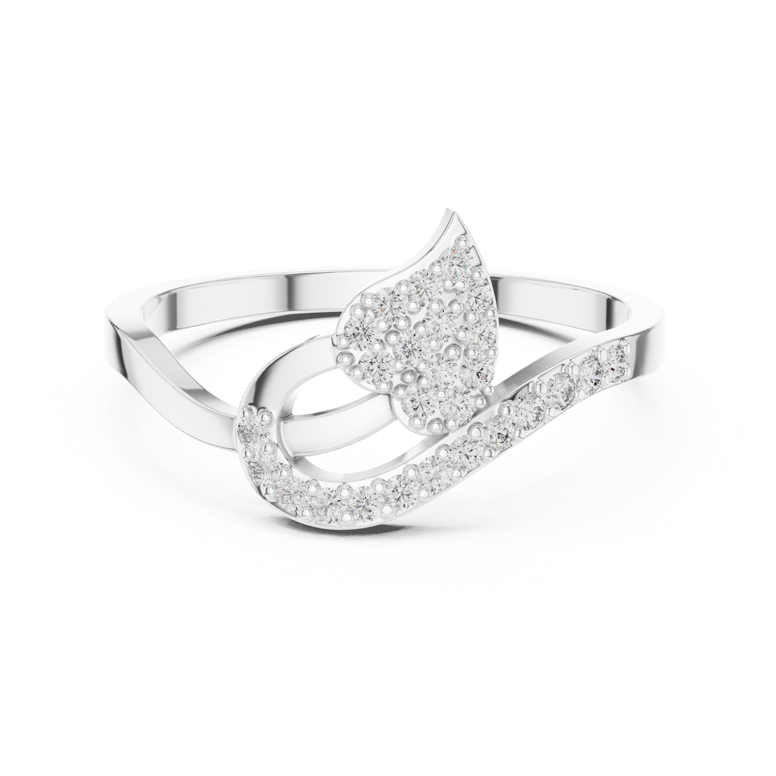 Pear-Shaped Split Halo Ring with Cluster Core