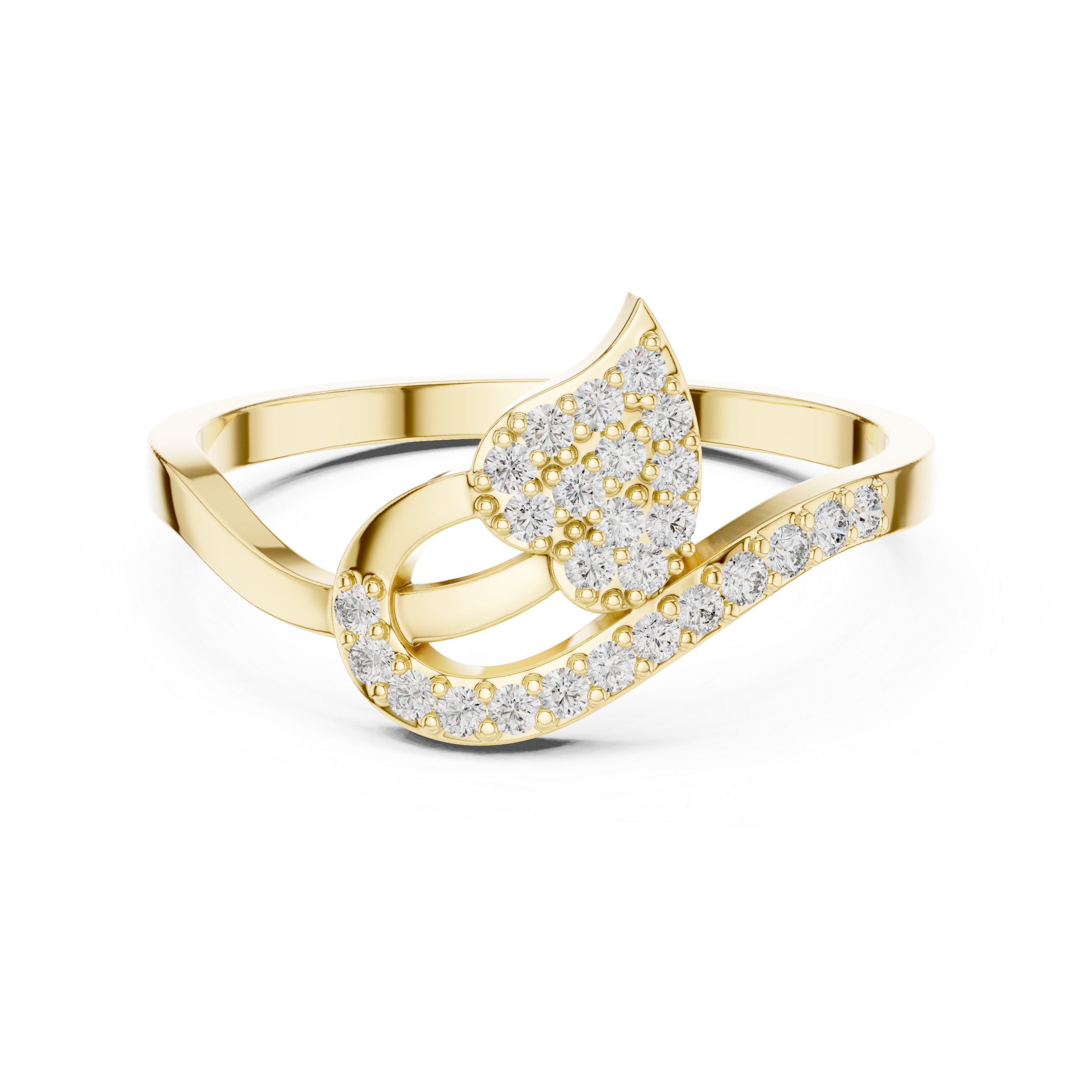 Pear-Shaped Split Halo Ring with Cluster Core