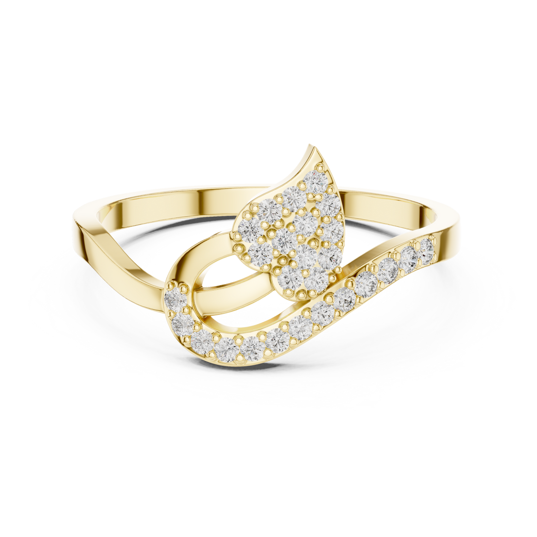 Pear-Shaped Split Halo Ring with Cluster Core