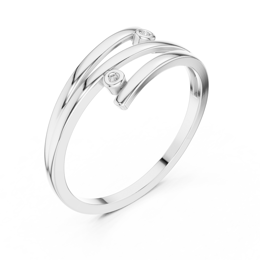 Dual Bezel Open Wrap Bypass Ring