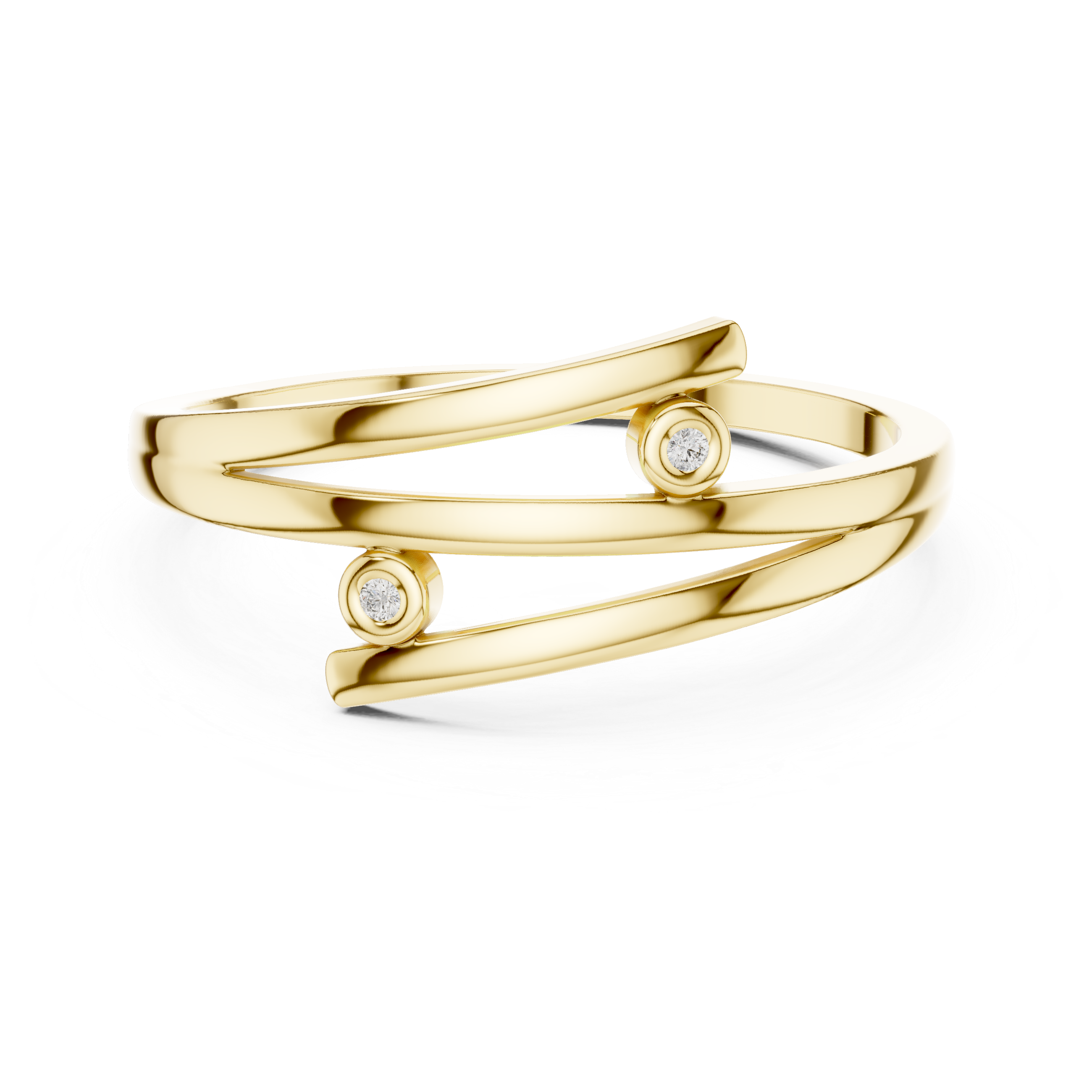 Dual Bezel Open Wrap Bypass Ring