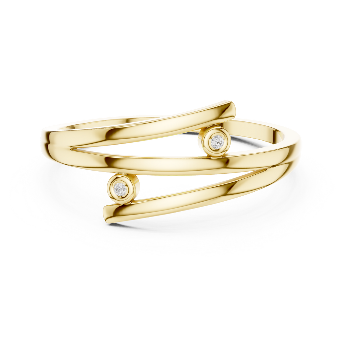 Dual Bezel Open Wrap Bypass Ring
