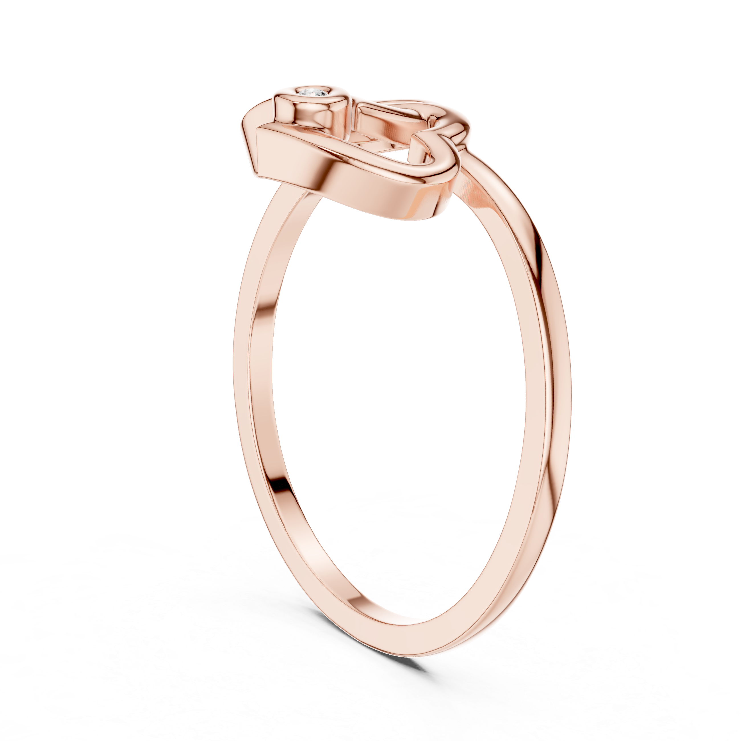 Interlocking Openwork Hearts Bezel Ring