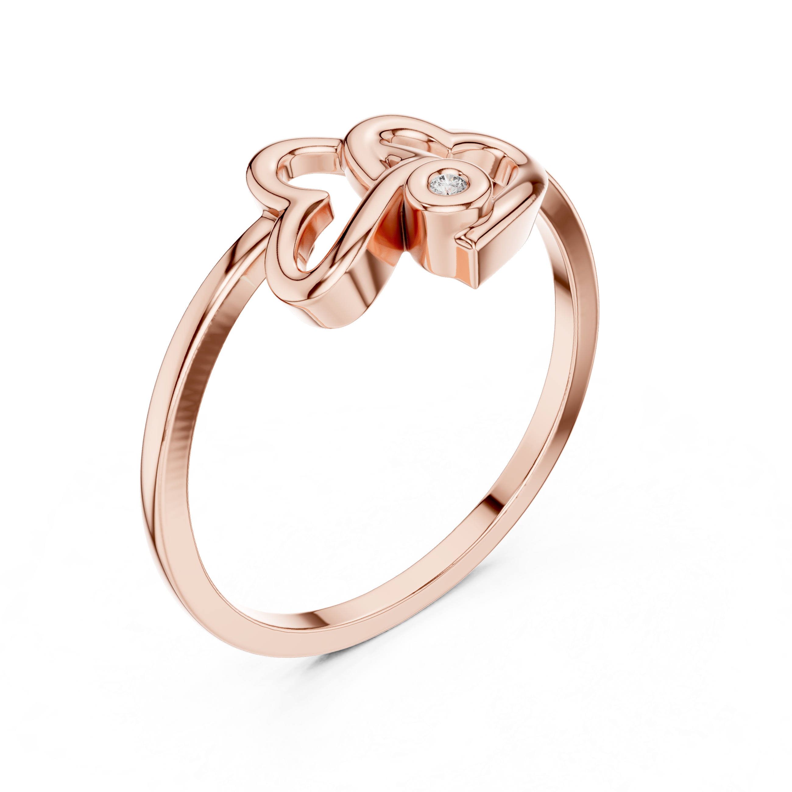 Interlocking Openwork Hearts Bezel Ring