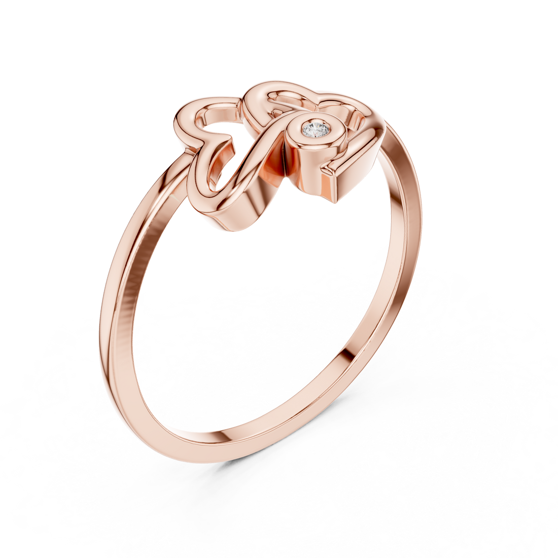 Interlocking Openwork Hearts Bezel Ring