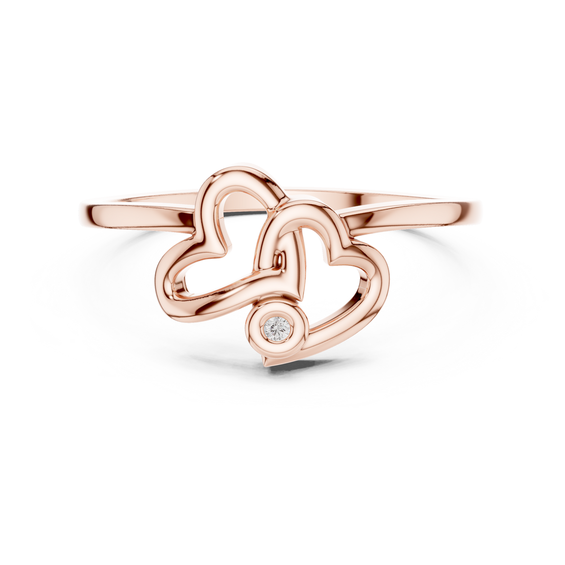 Interlocking Openwork Hearts Bezel Ring