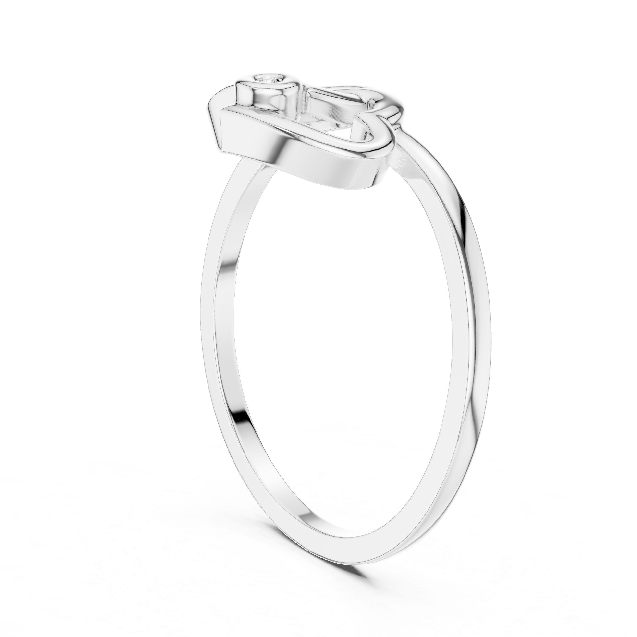 Interlocking Openwork Hearts Bezel Ring