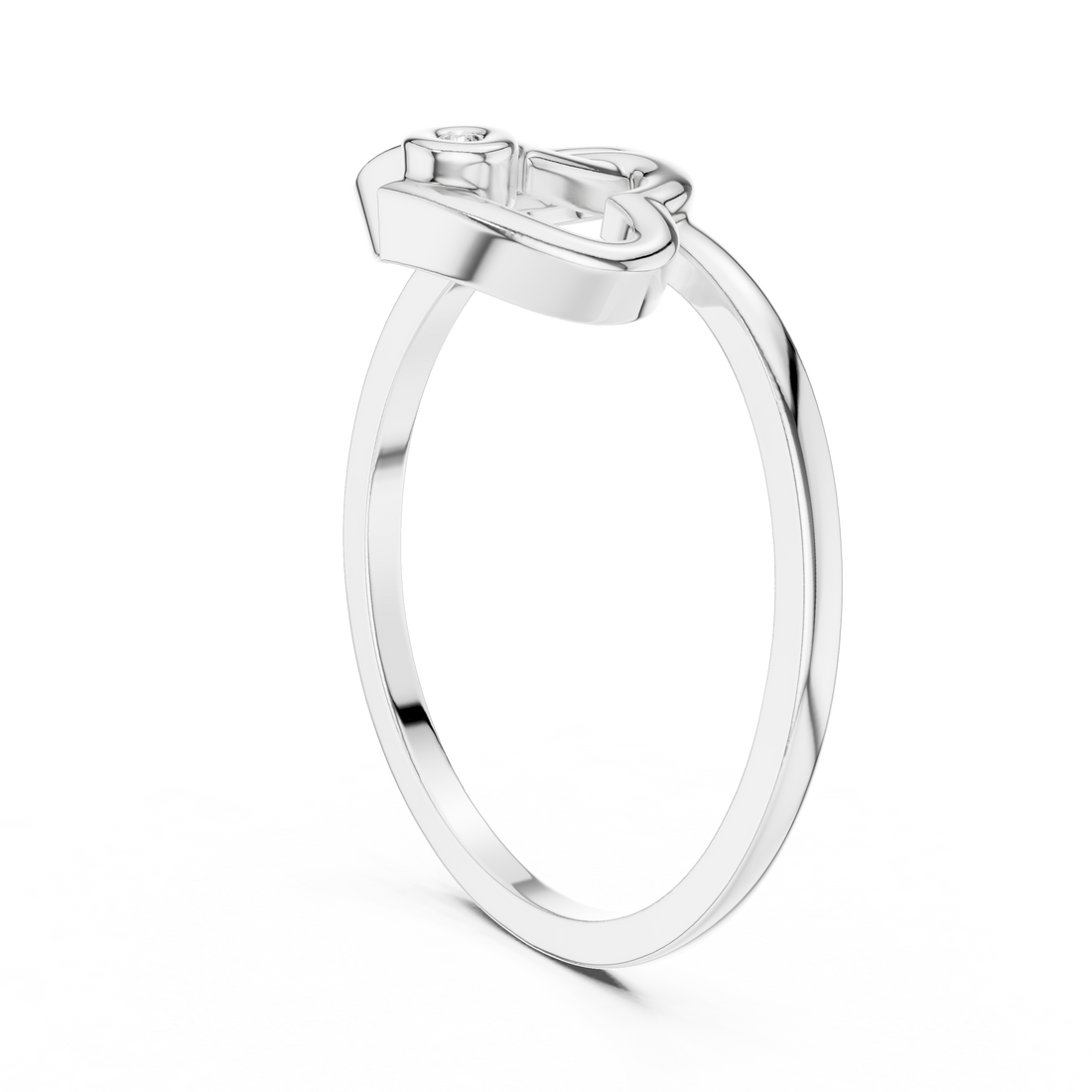 Interlocking Openwork Hearts Bezel Ring