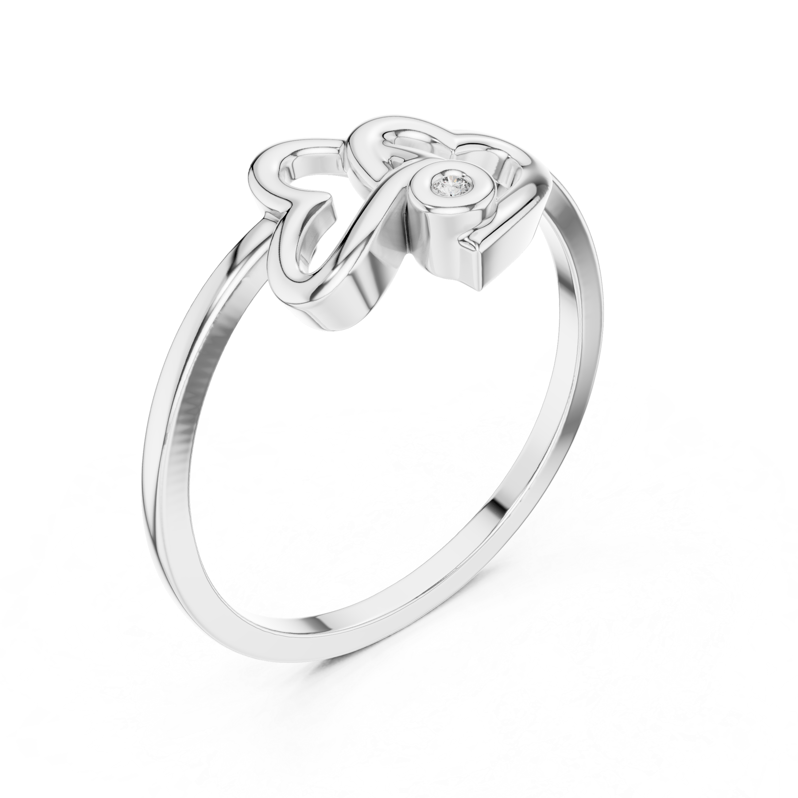 Interlocking Openwork Hearts Bezel Ring