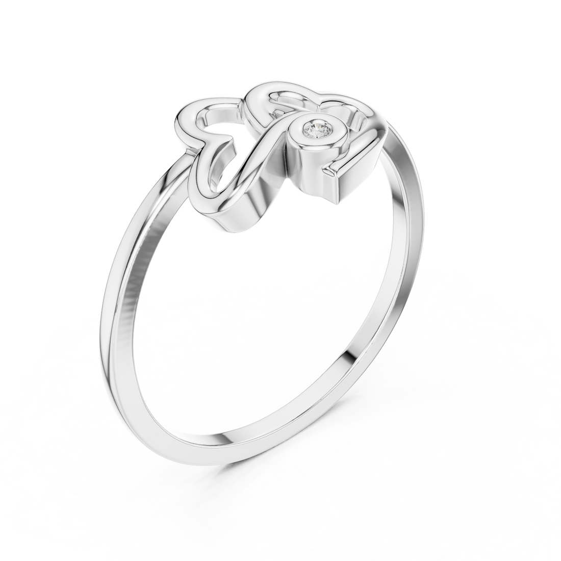 Interlocking Openwork Hearts Bezel Ring