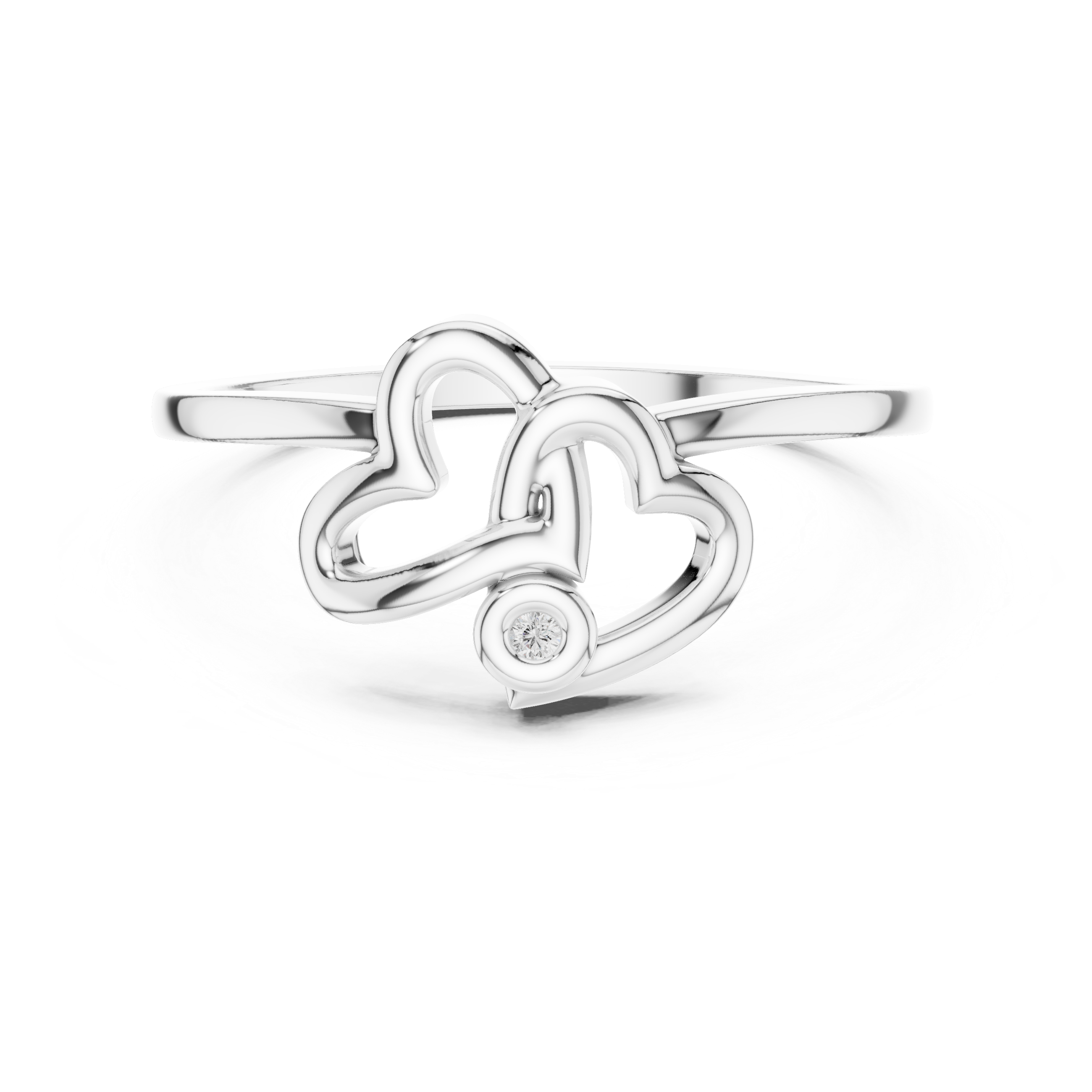 Interlocking Openwork Hearts Bezel Ring