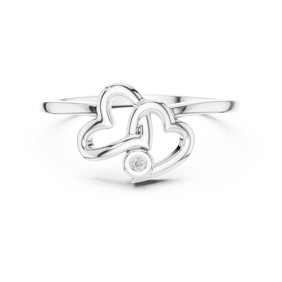 Interlocking Openwork Hearts Bezel Ring
