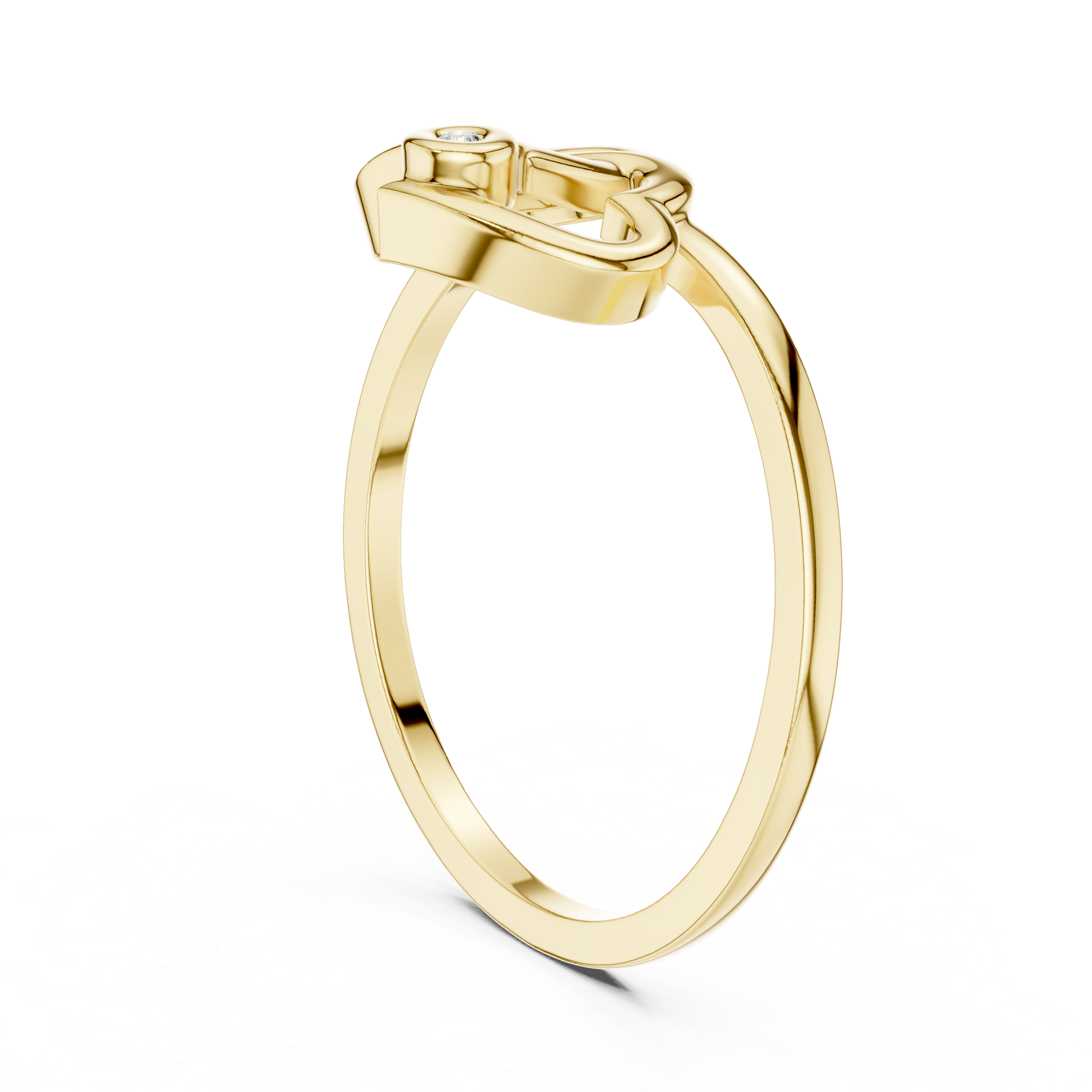 Interlocking Openwork Hearts Bezel Ring