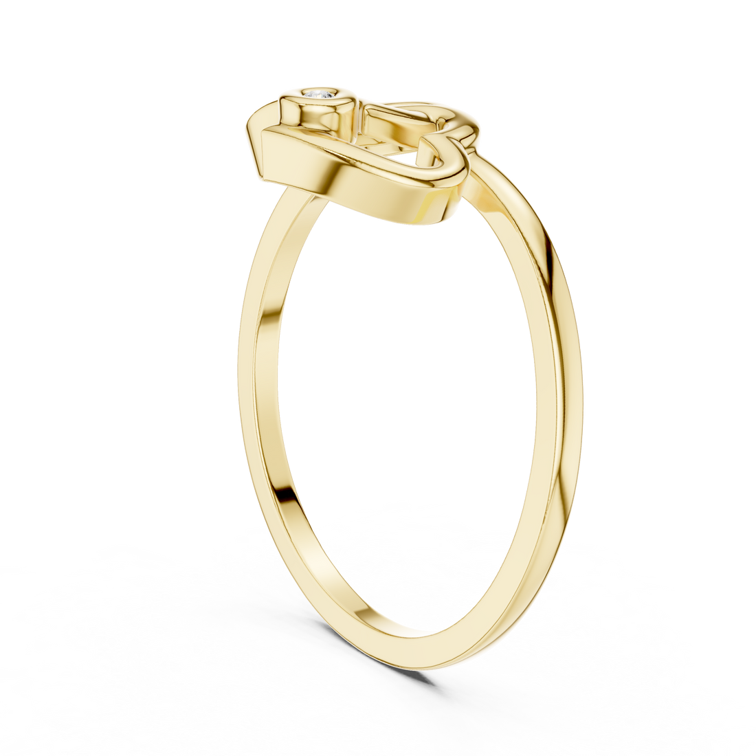 Interlocking Openwork Hearts Bezel Ring