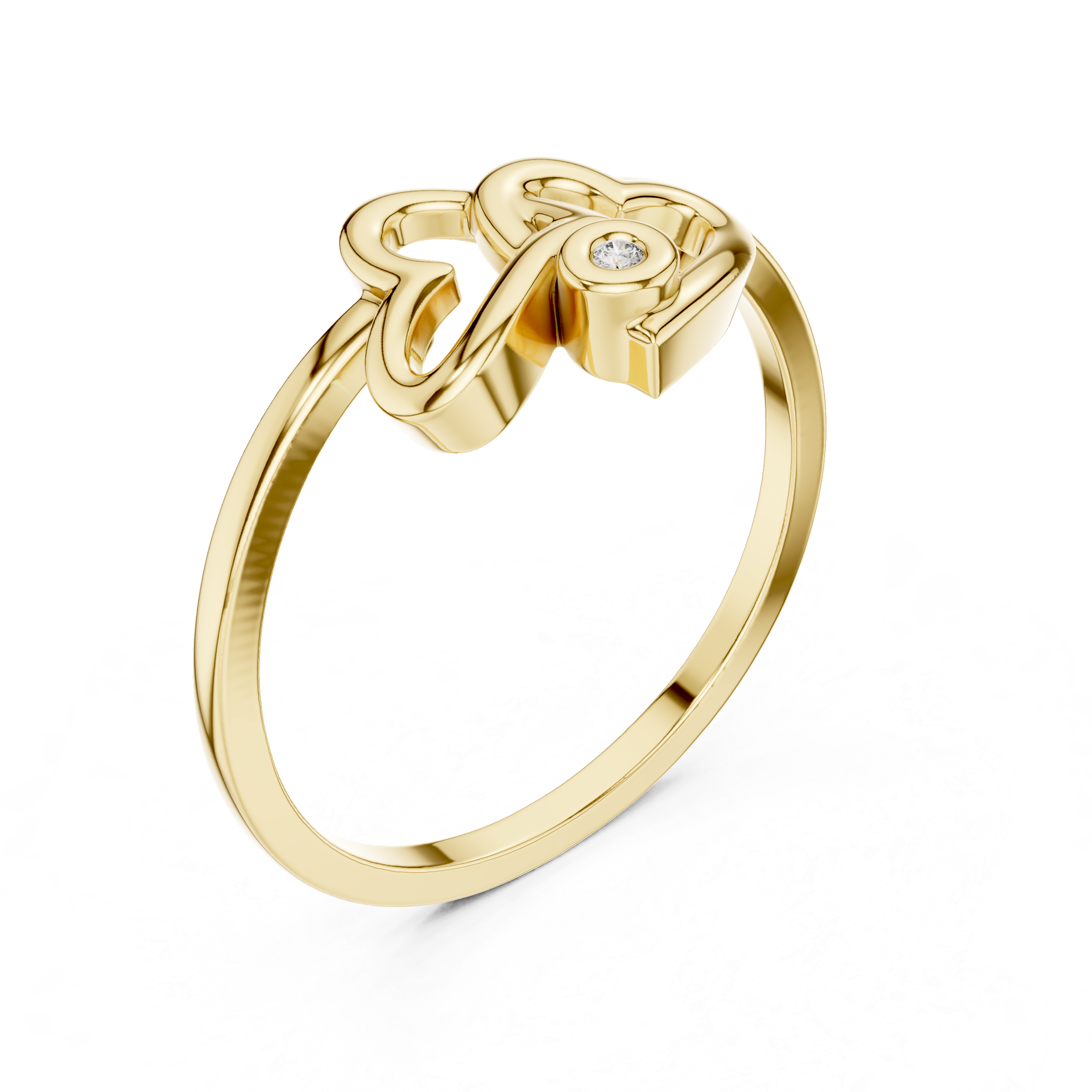 Interlocking Openwork Hearts Bezel Ring
