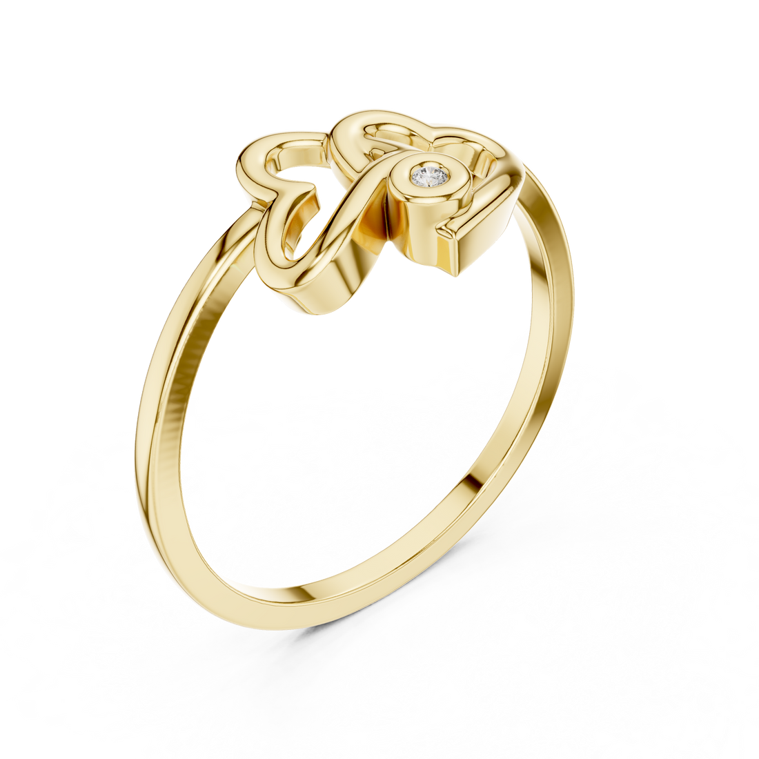 Interlocking Openwork Hearts Bezel Ring