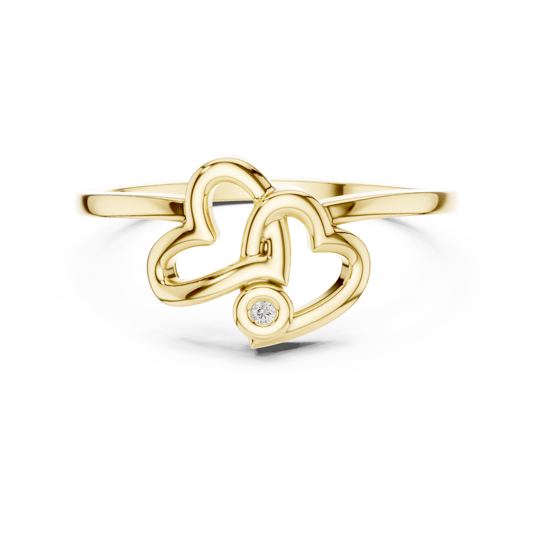Interlocking Openwork Hearts Bezel Ring