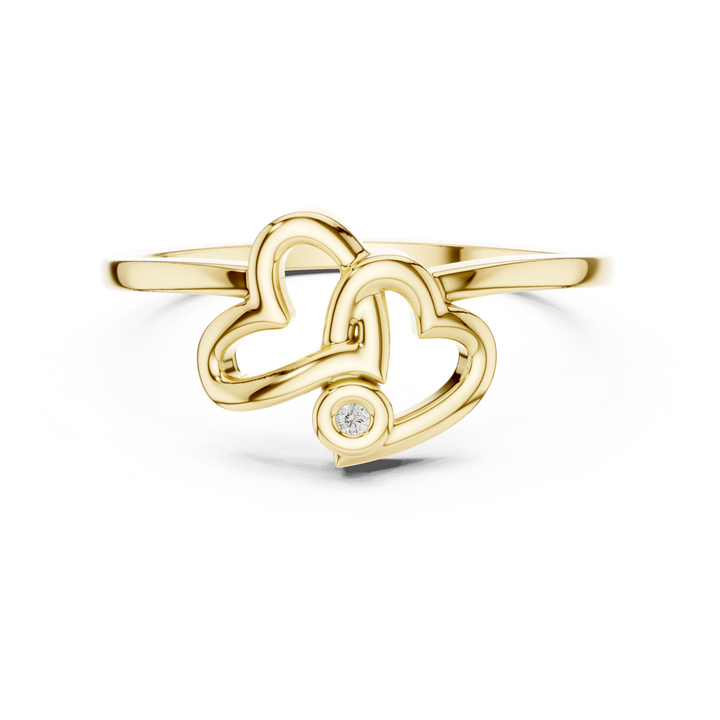 Interlocking Openwork Hearts Bezel Ring