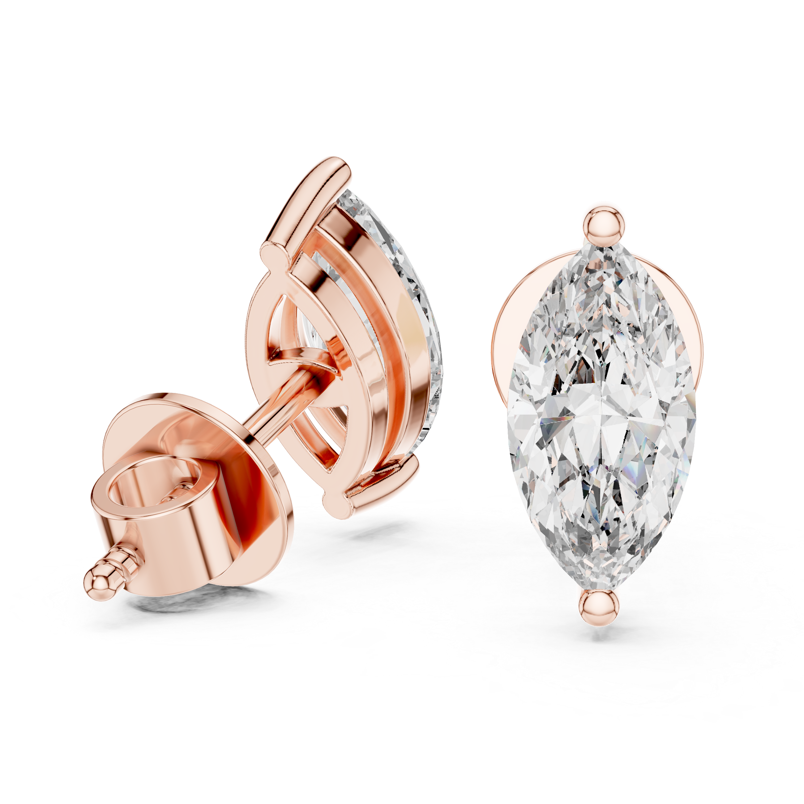 Classic 0.75CT Marquise Diamond Solitaire Studs