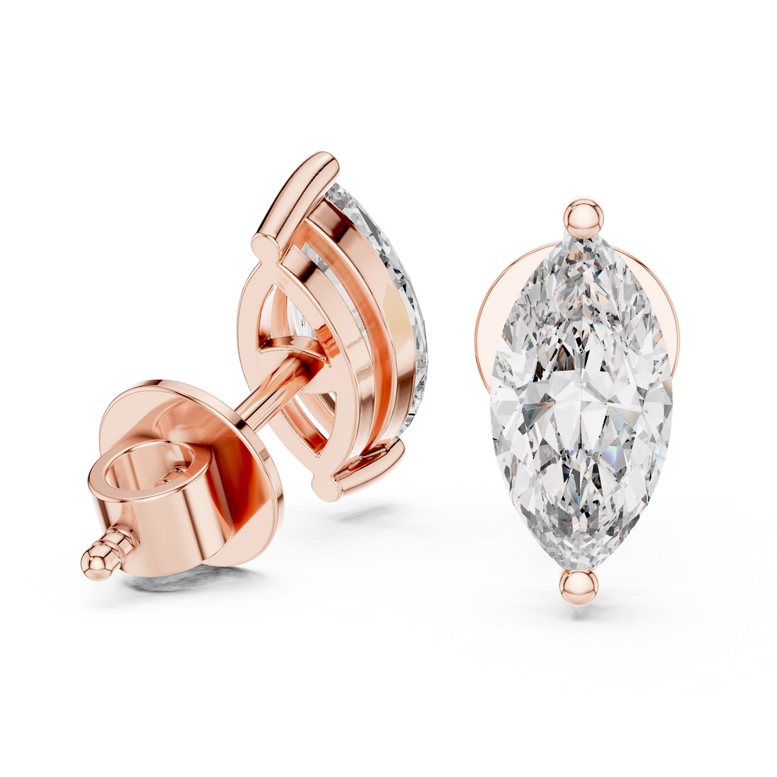 Classic 0.75CT Marquise Diamond Solitaire Studs