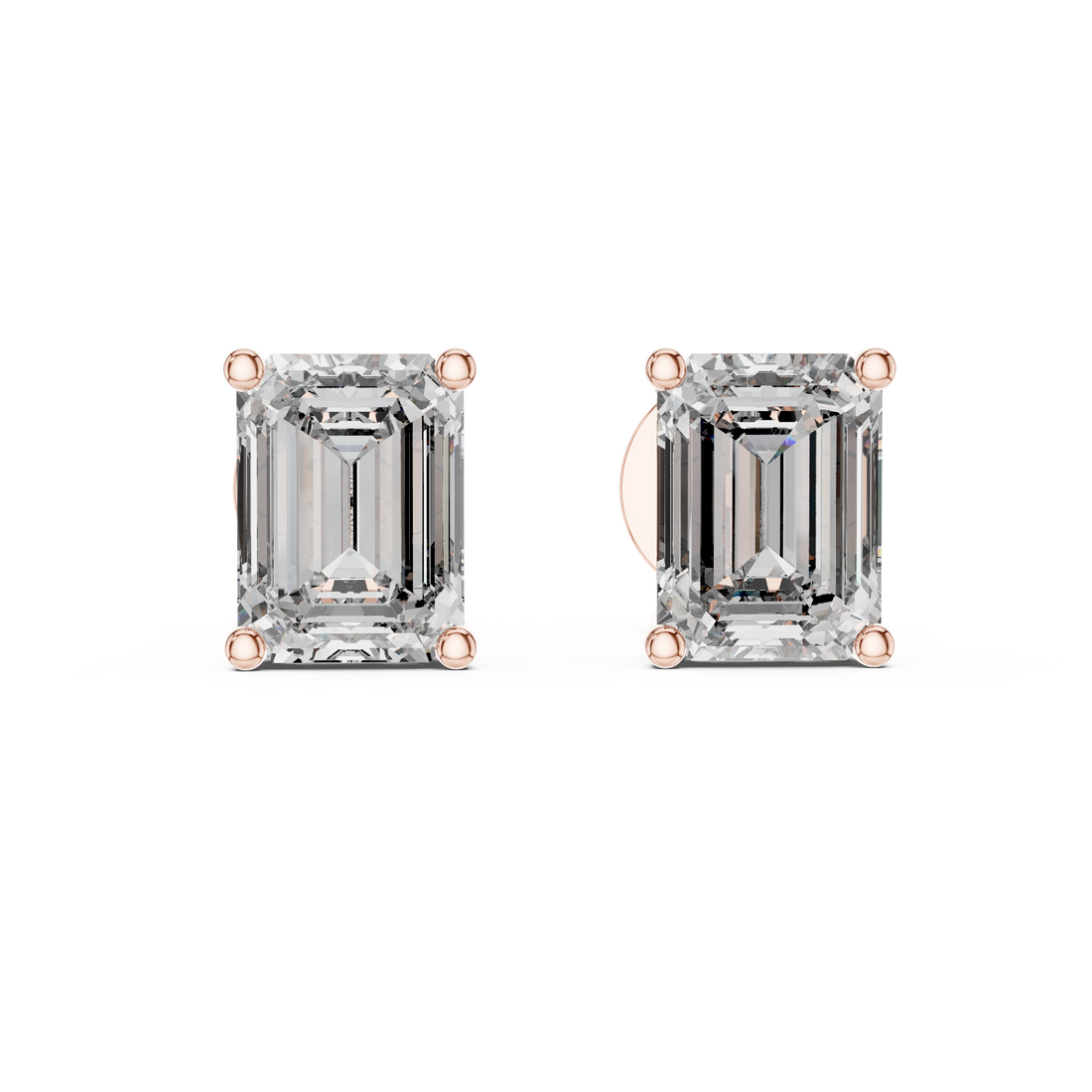 Emerald Cut Diamond Solitaire Stud