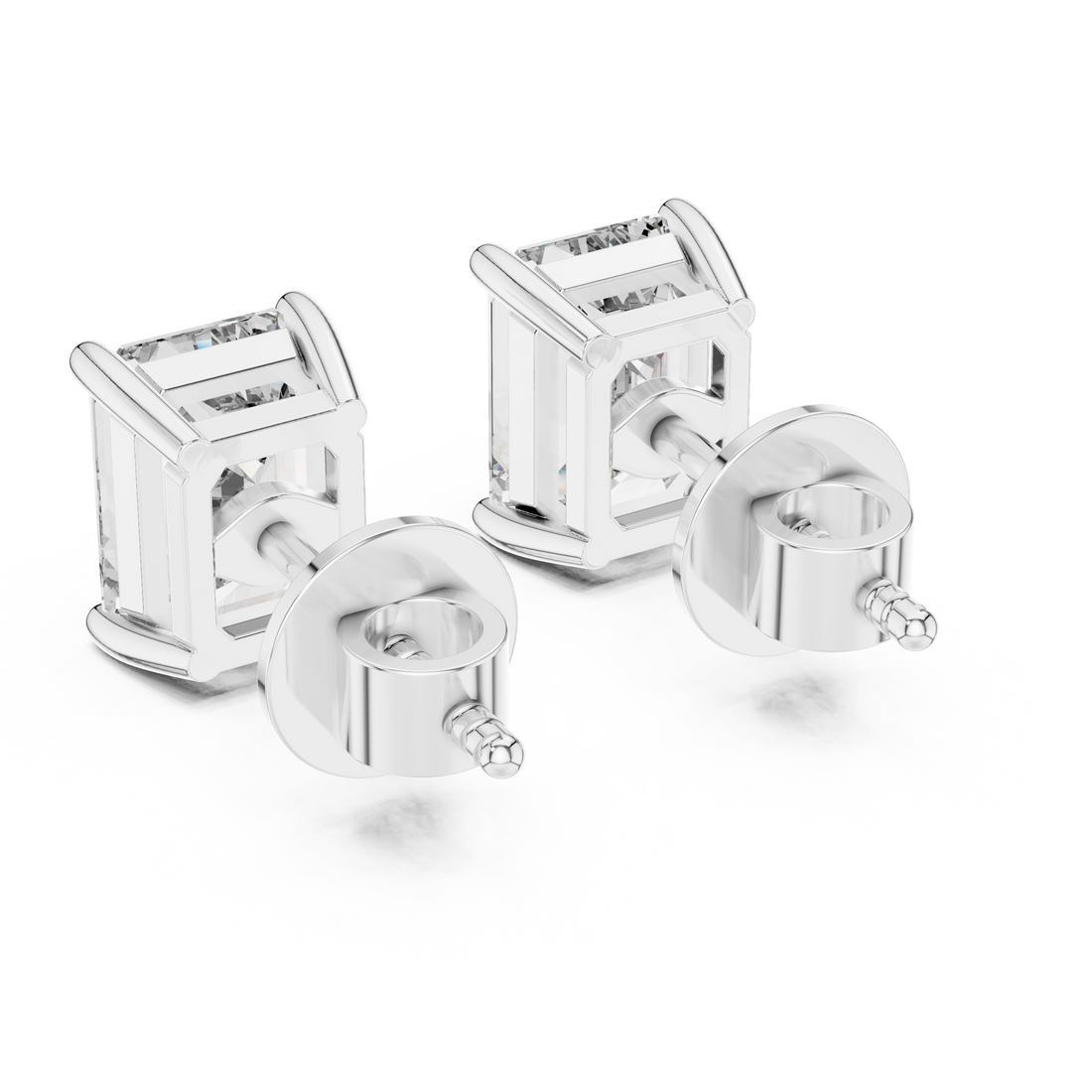 Emerald Cut Diamond Solitaire Stud