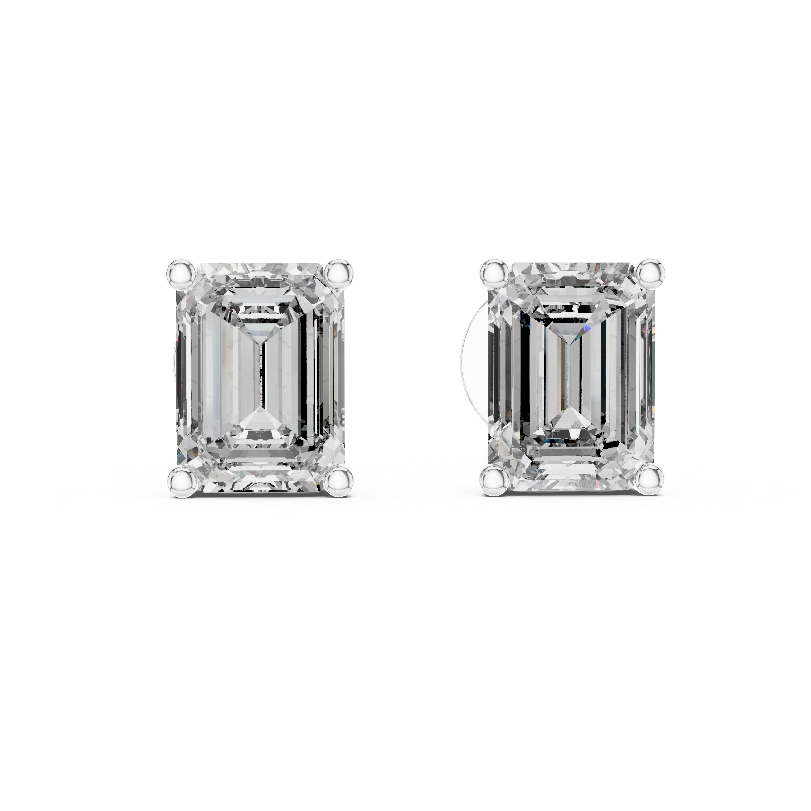 Emerald Cut Diamond Solitaire Stud