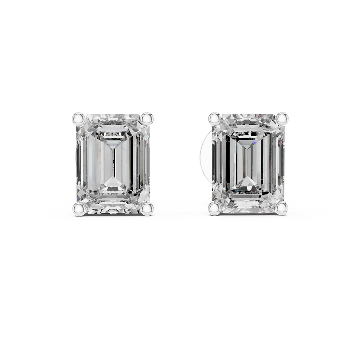 Emerald Cut Diamond Solitaire Stud