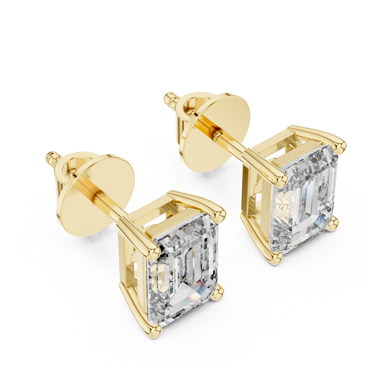 Emerald Cut Diamond Solitaire Stud