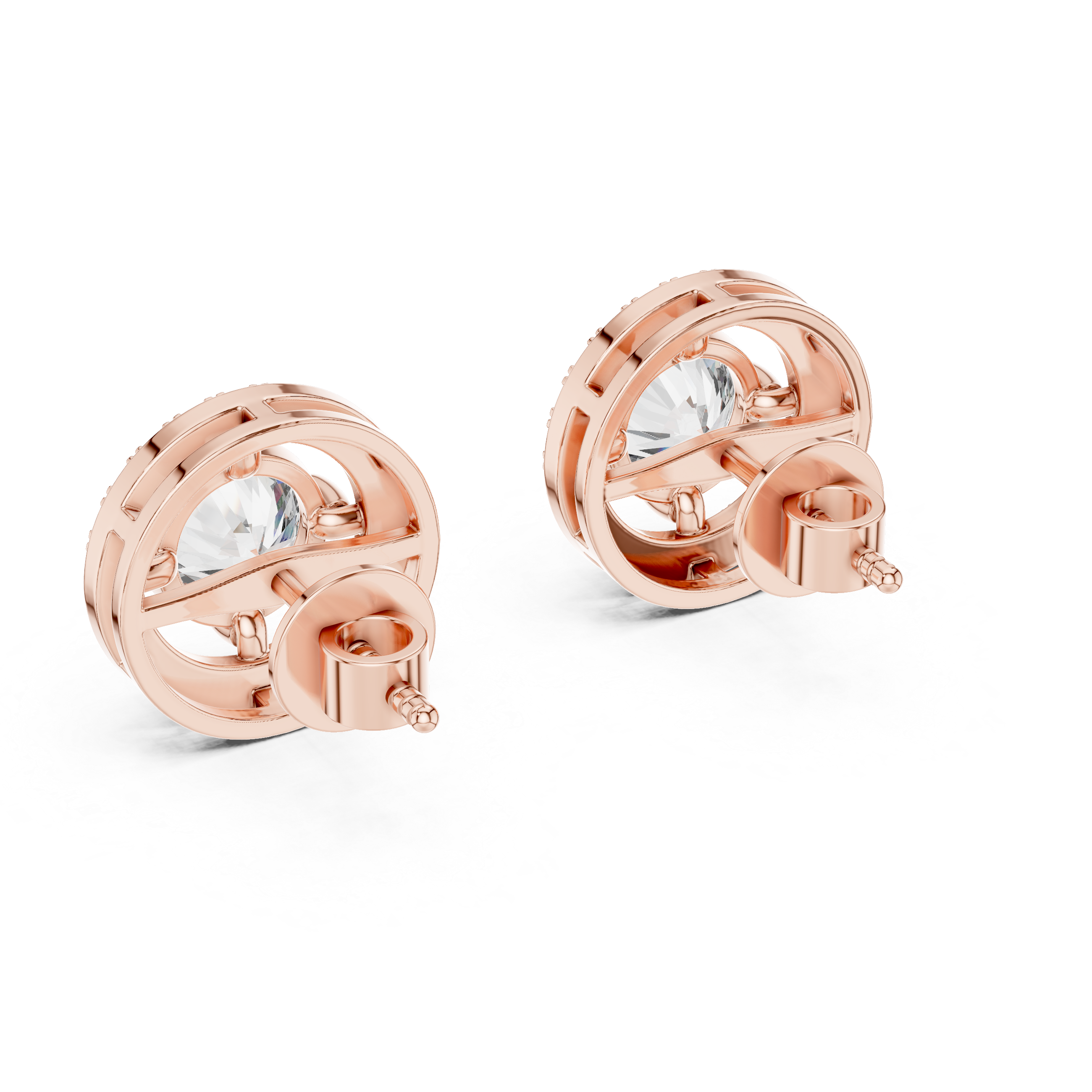 Round Diamond Floating Halo Stud