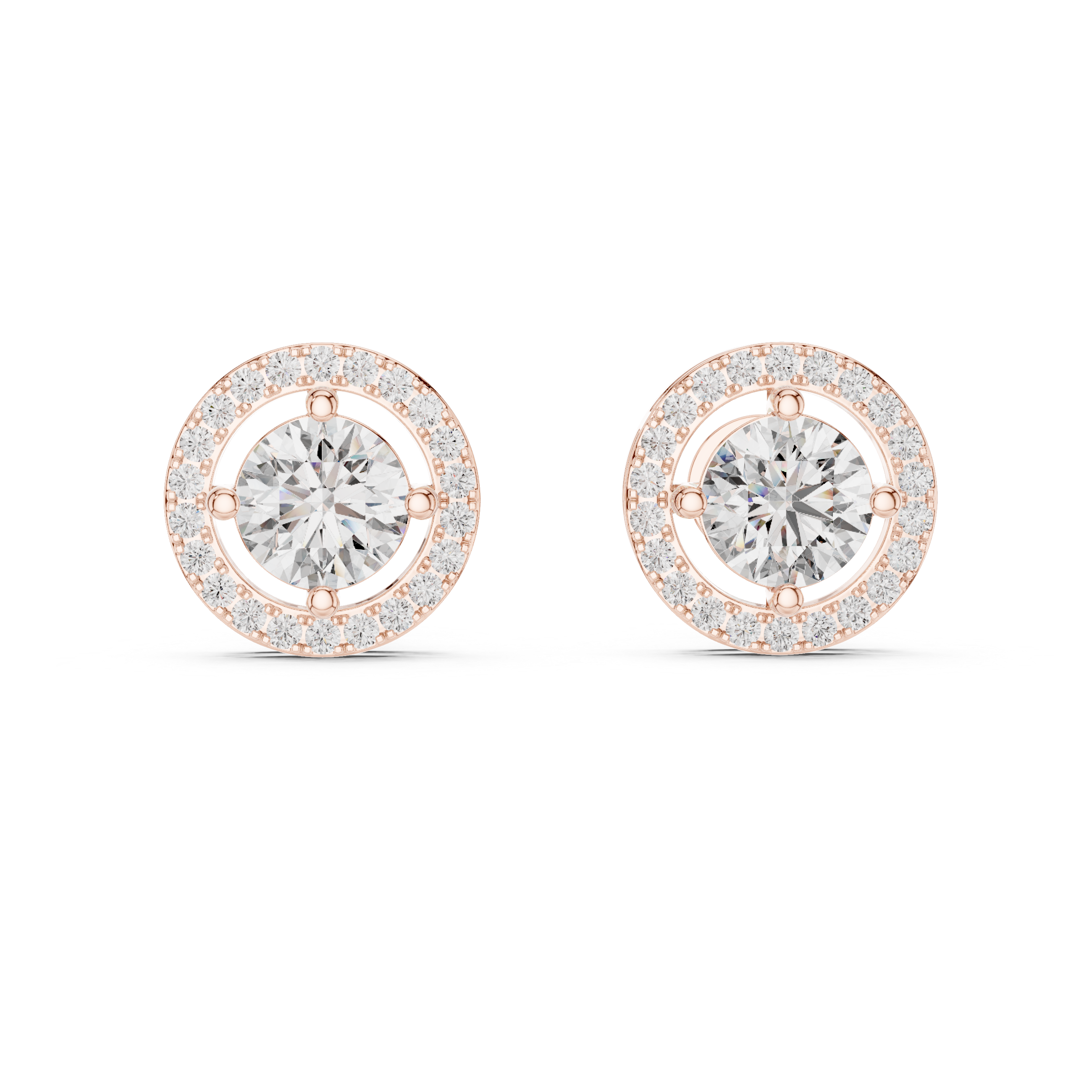 Round Diamond Floating Halo Stud
