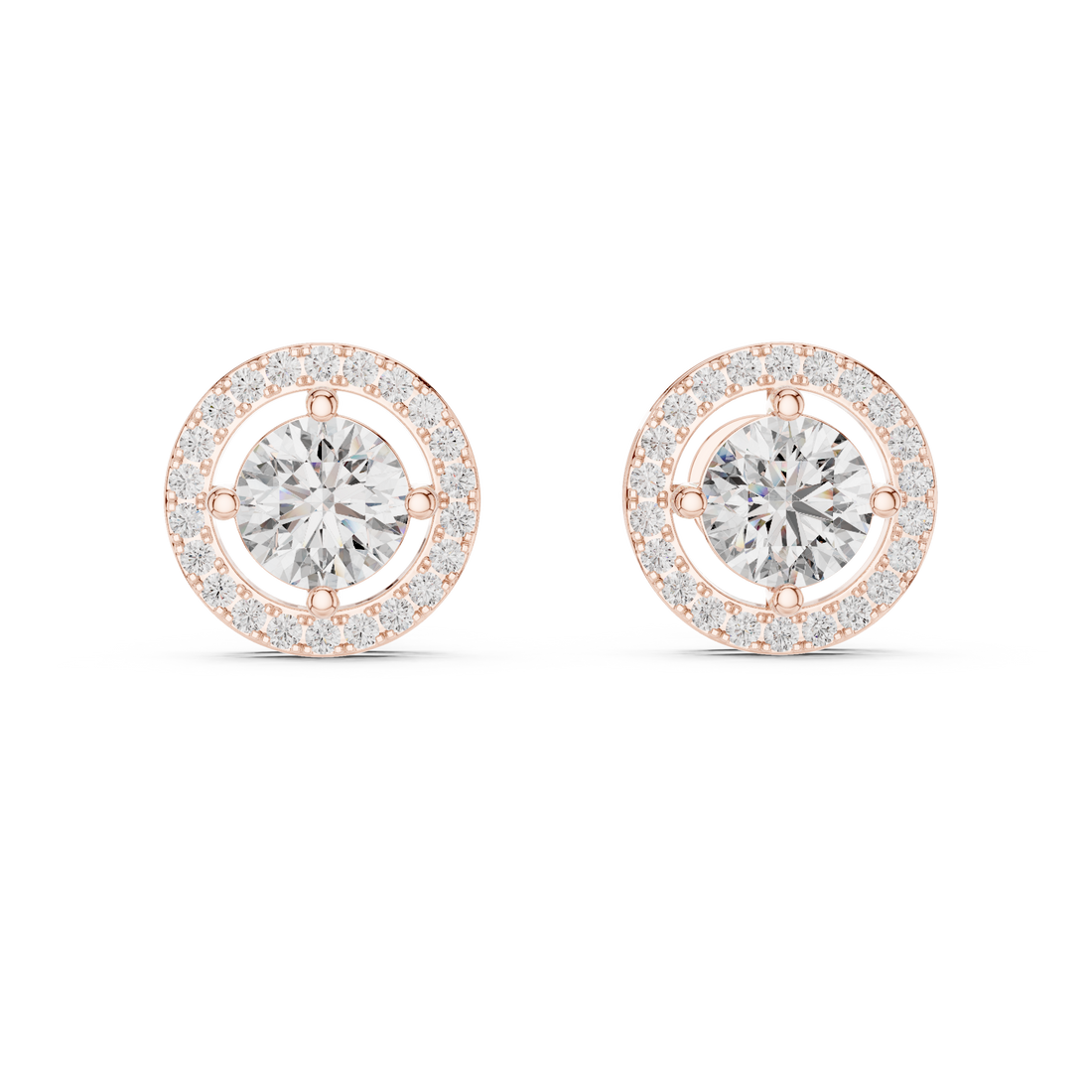 Round Diamond Floating Halo Stud
