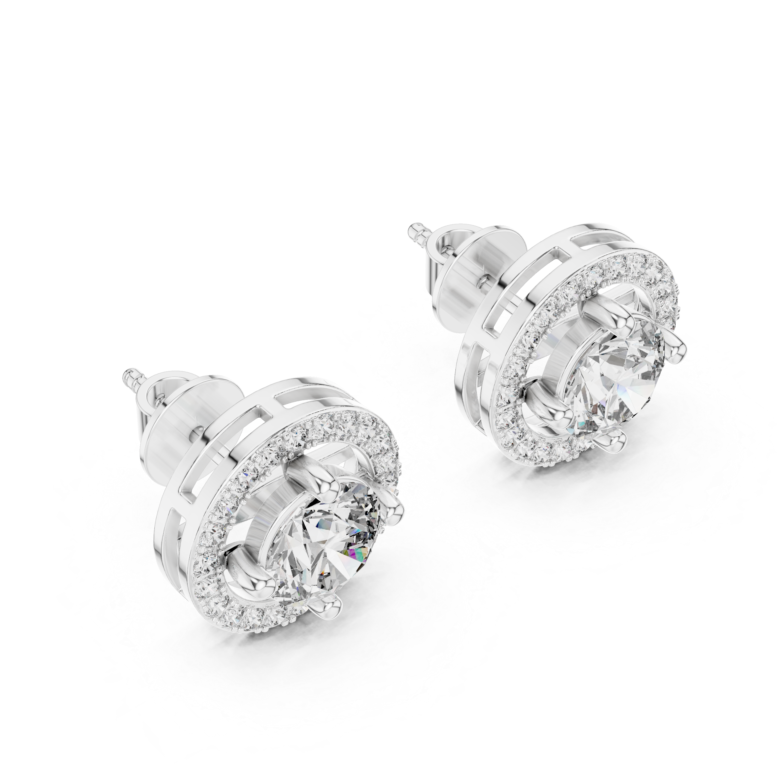 Round Diamond Floating Halo Stud