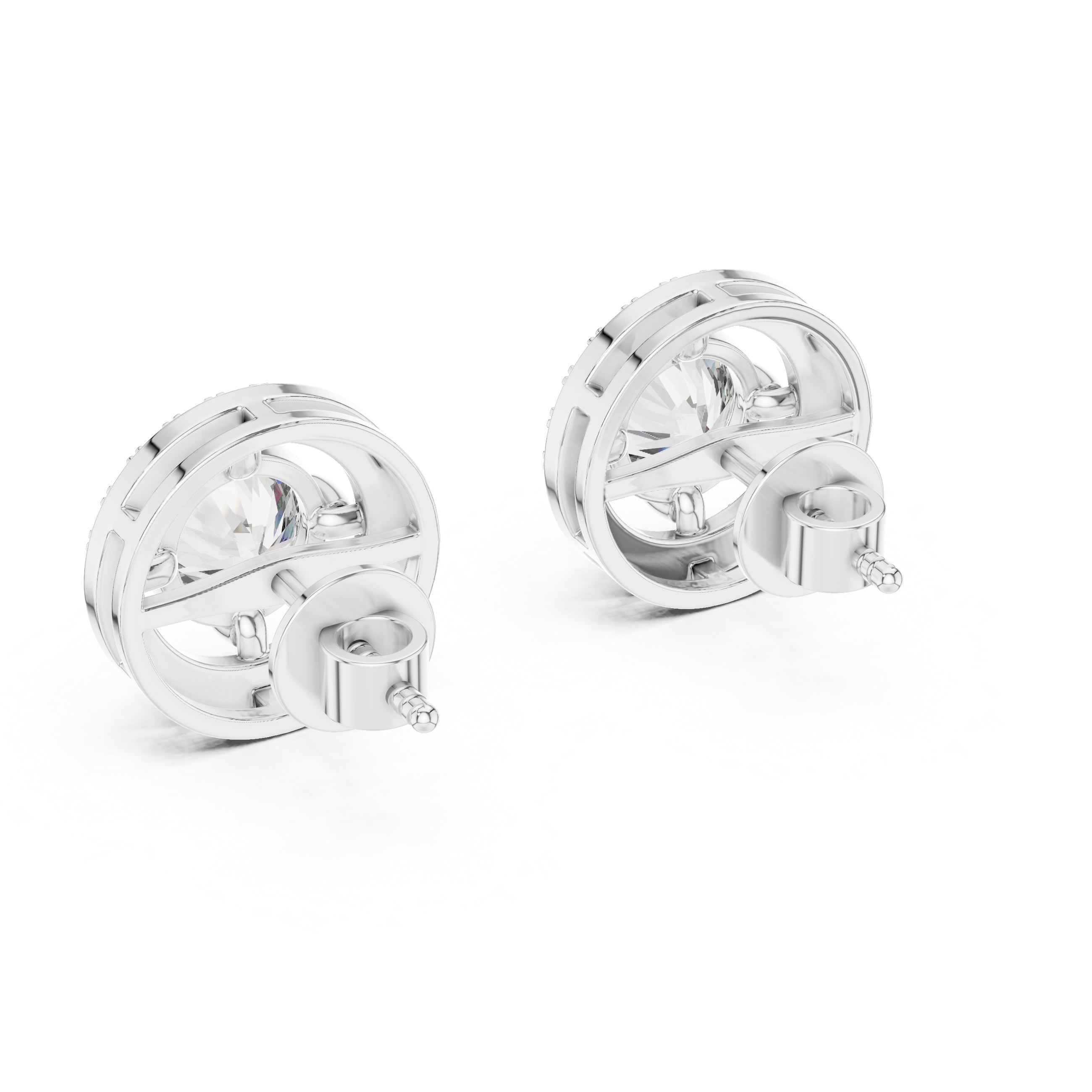 Round Diamond Floating Halo Stud