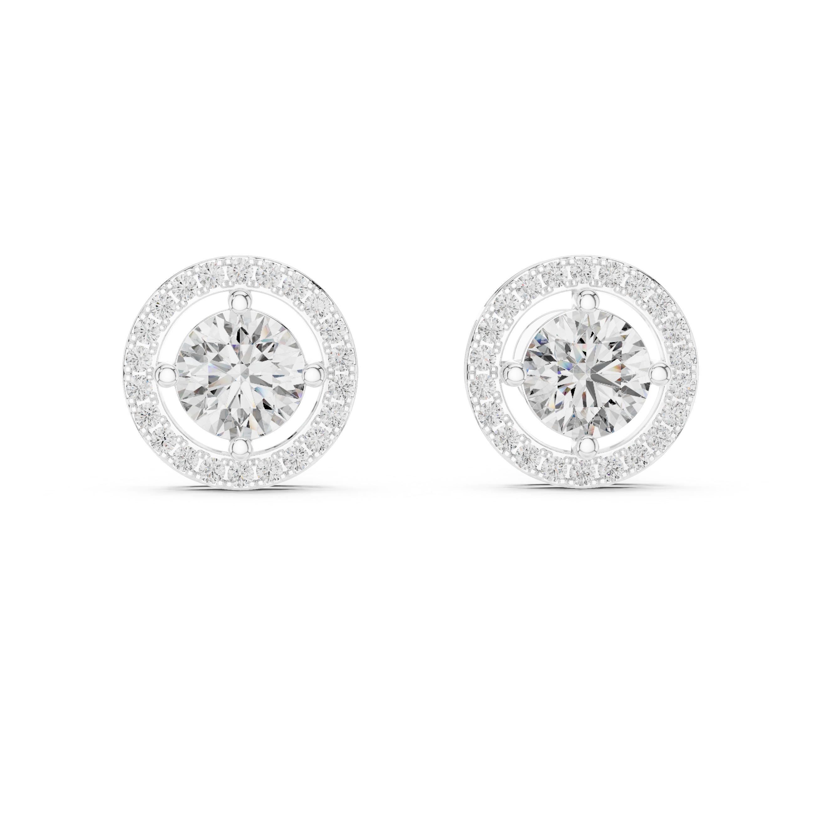 Round Diamond Floating Halo Stud