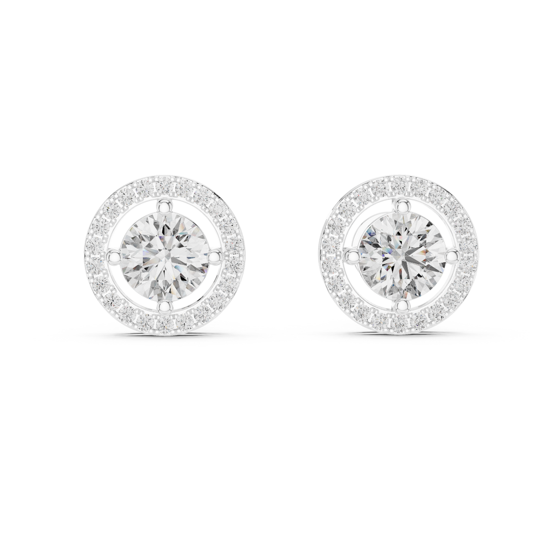 Round Diamond Floating Halo Stud