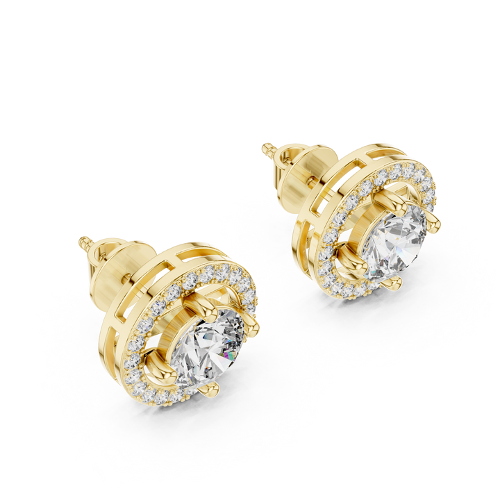 Round Diamond Floating Halo Stud