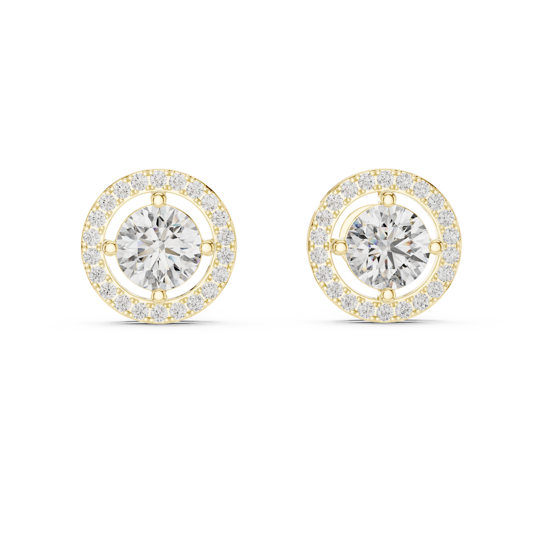 Round Diamond Floating Halo Stud