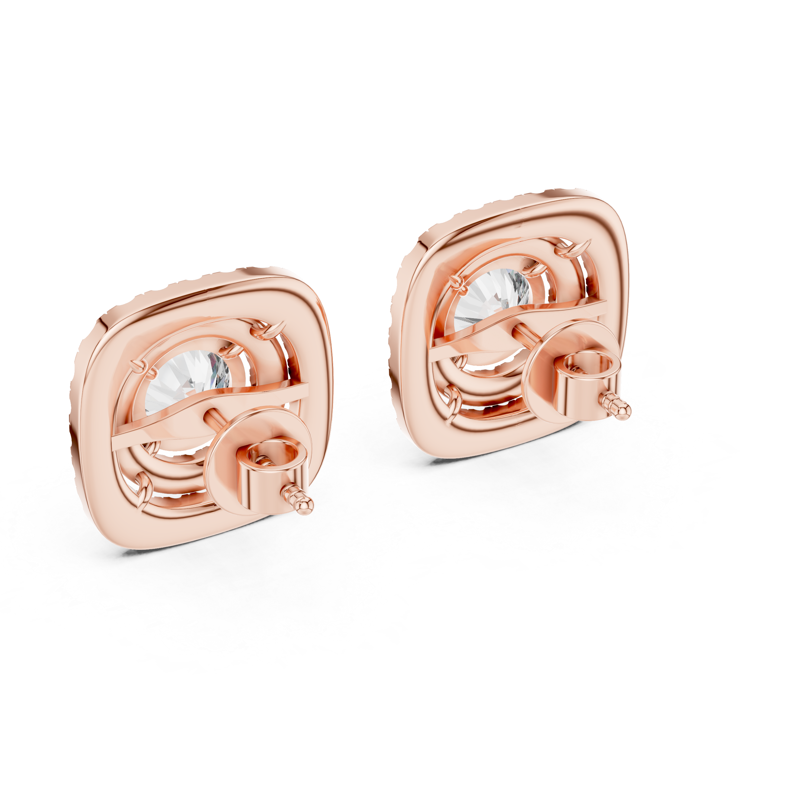 Cushion Double Halo Diamond Studs