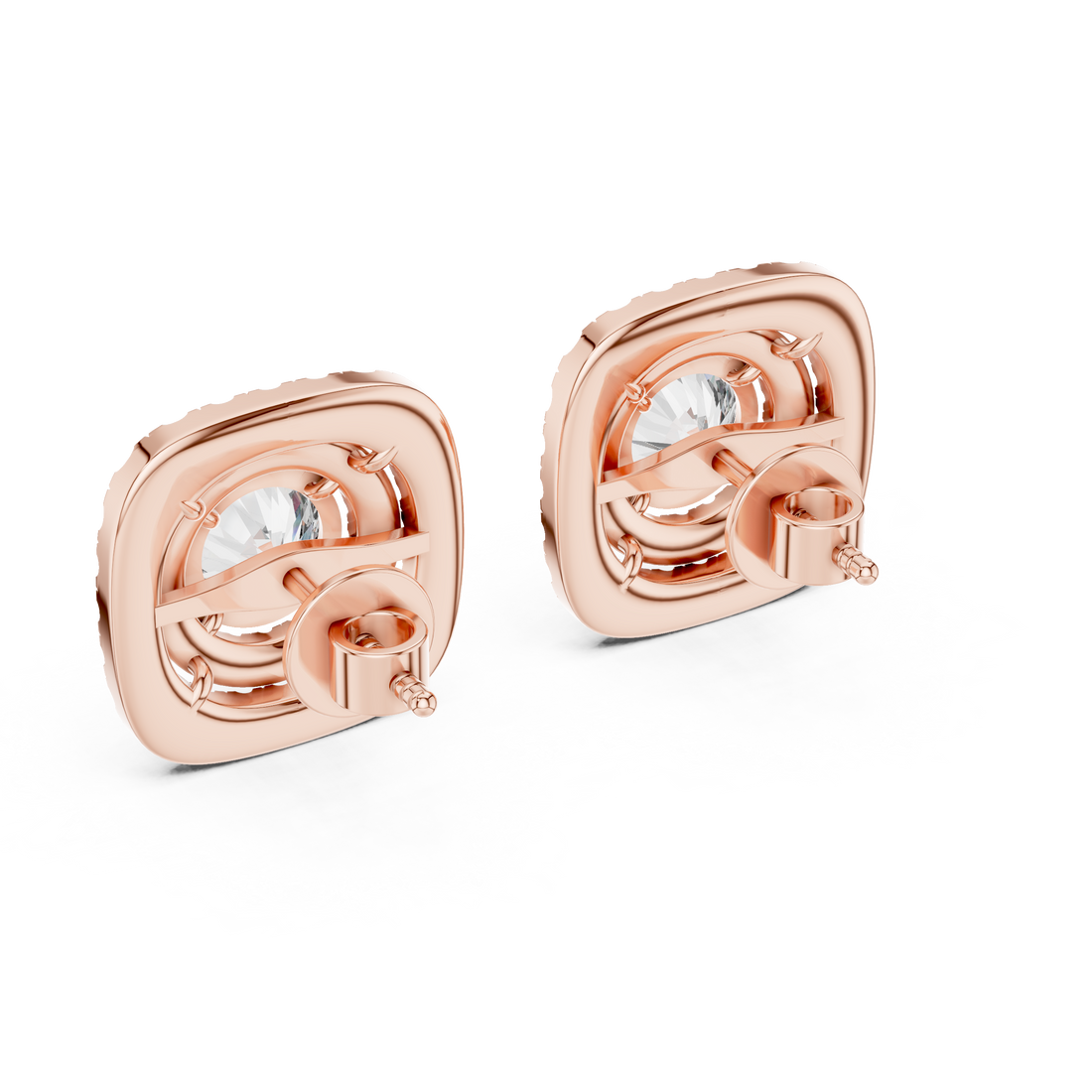 Cushion Double Halo Diamond Studs