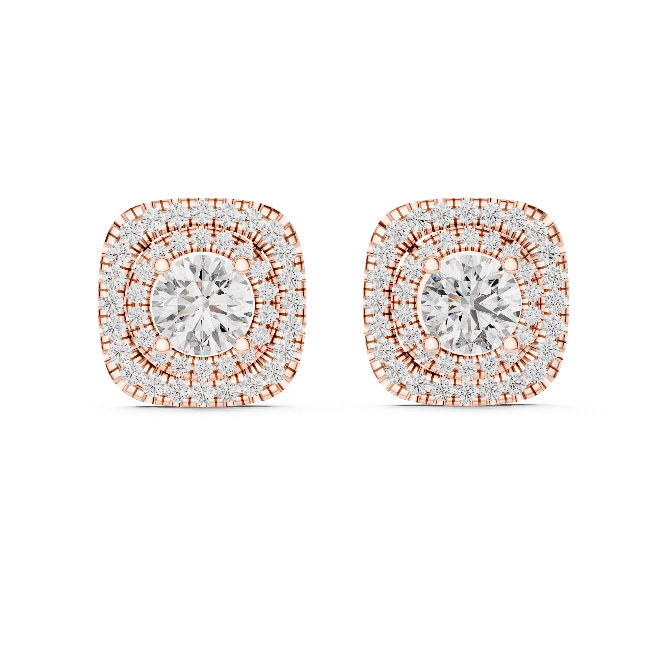 Cushion Double Halo Diamond Studs