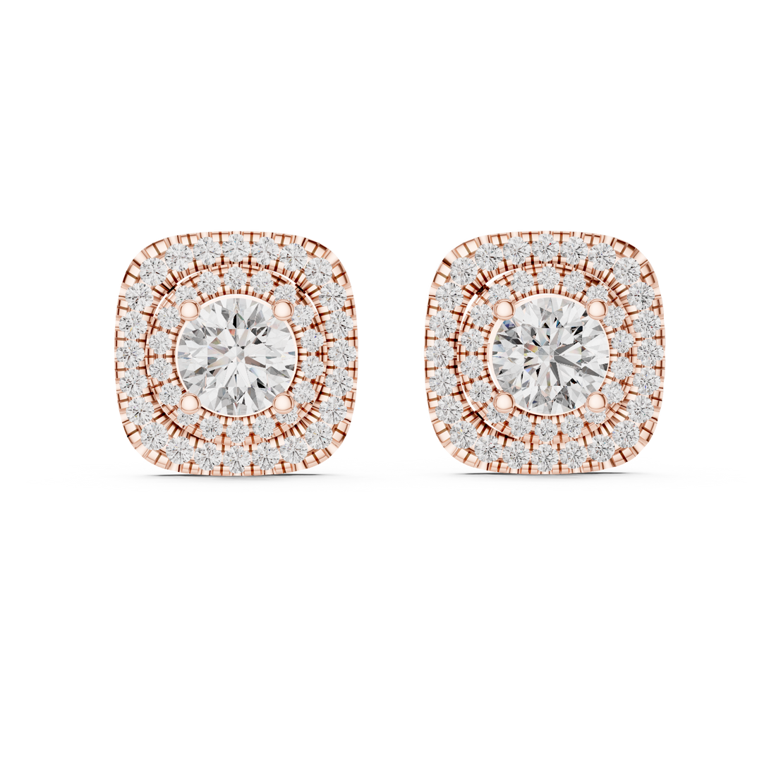 Cushion Double Halo Diamond Studs