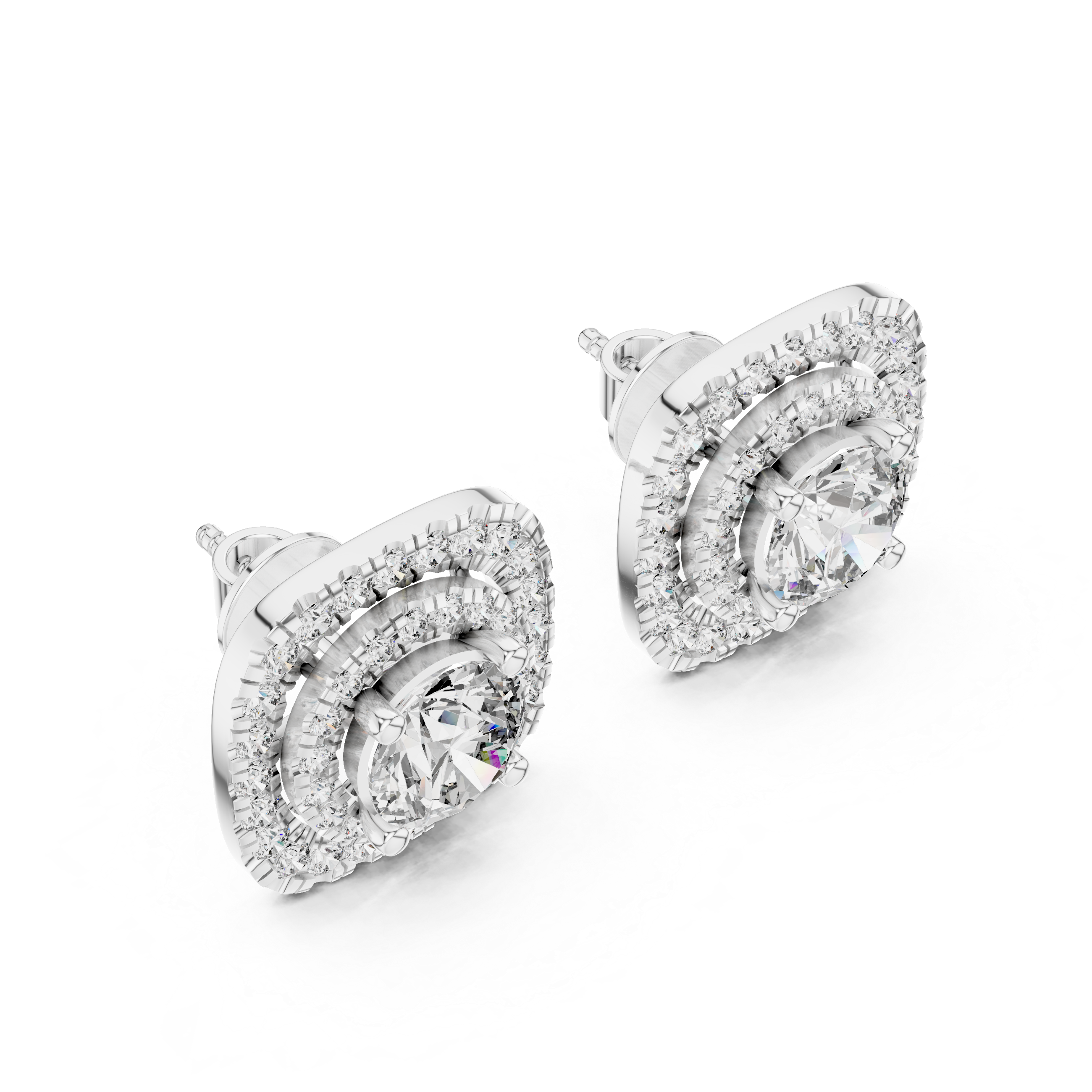 Cushion Double Halo Diamond Studs