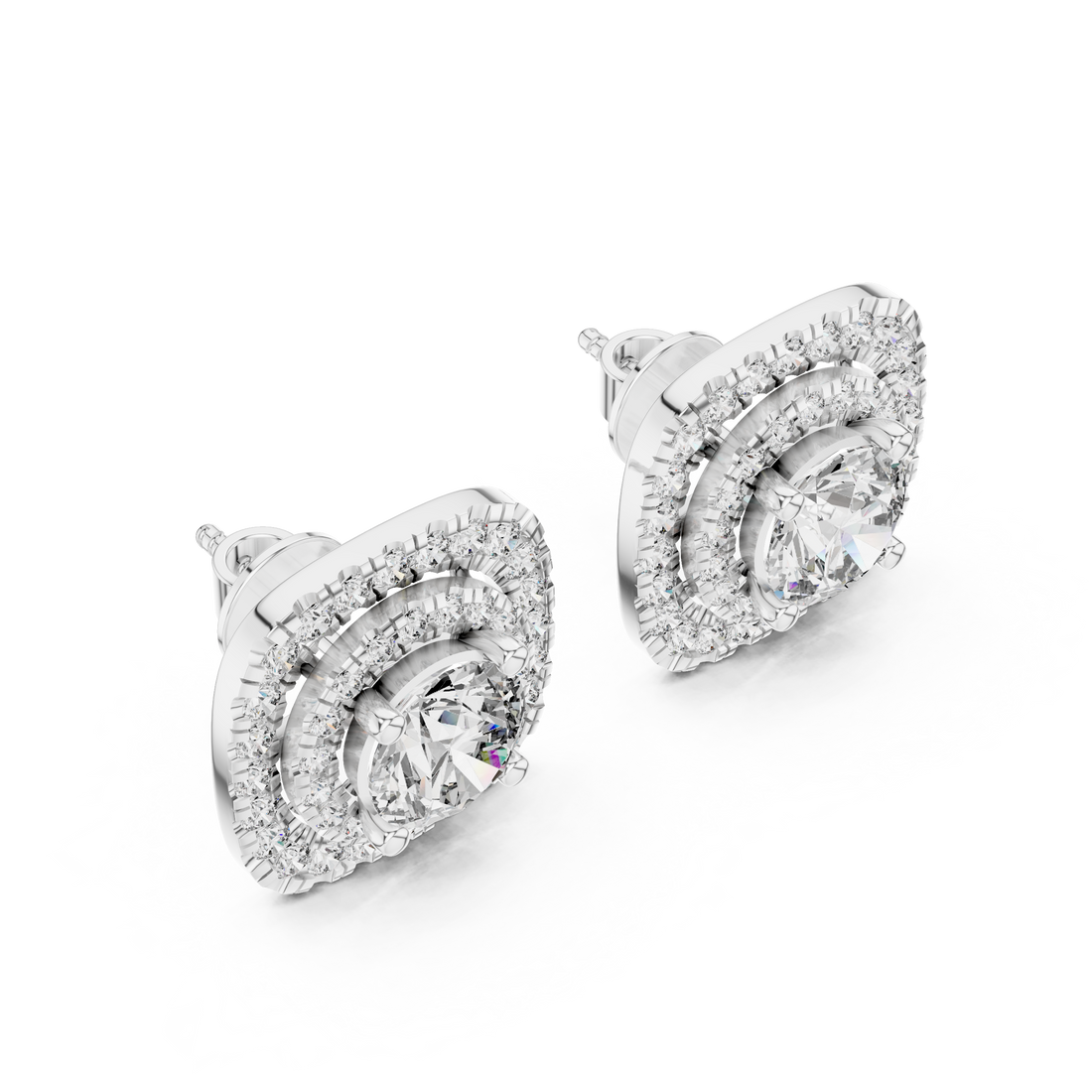 Cushion Double Halo Diamond Studs